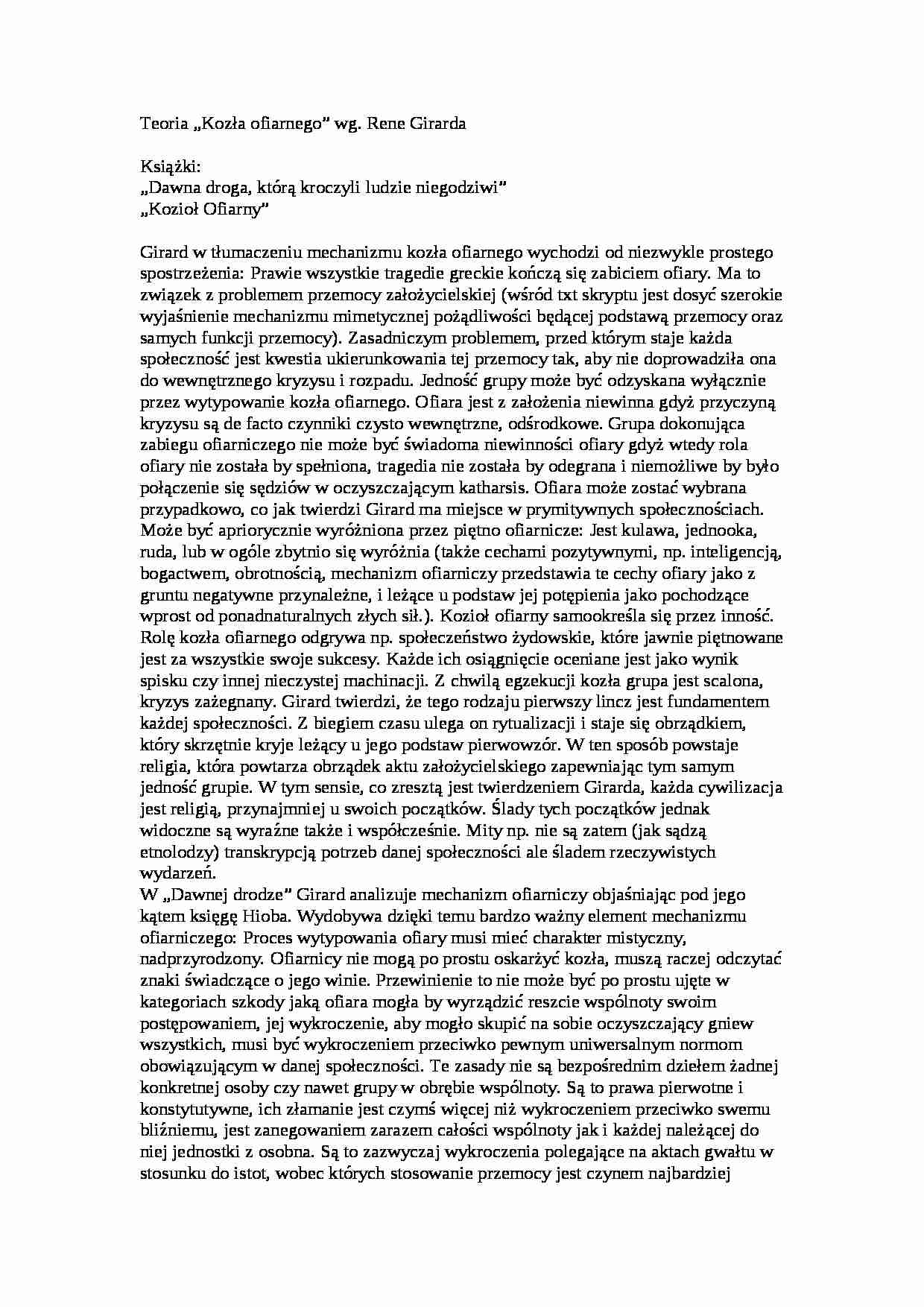 Teoria  - Kozła ofiarnego - omówienie - strona 1