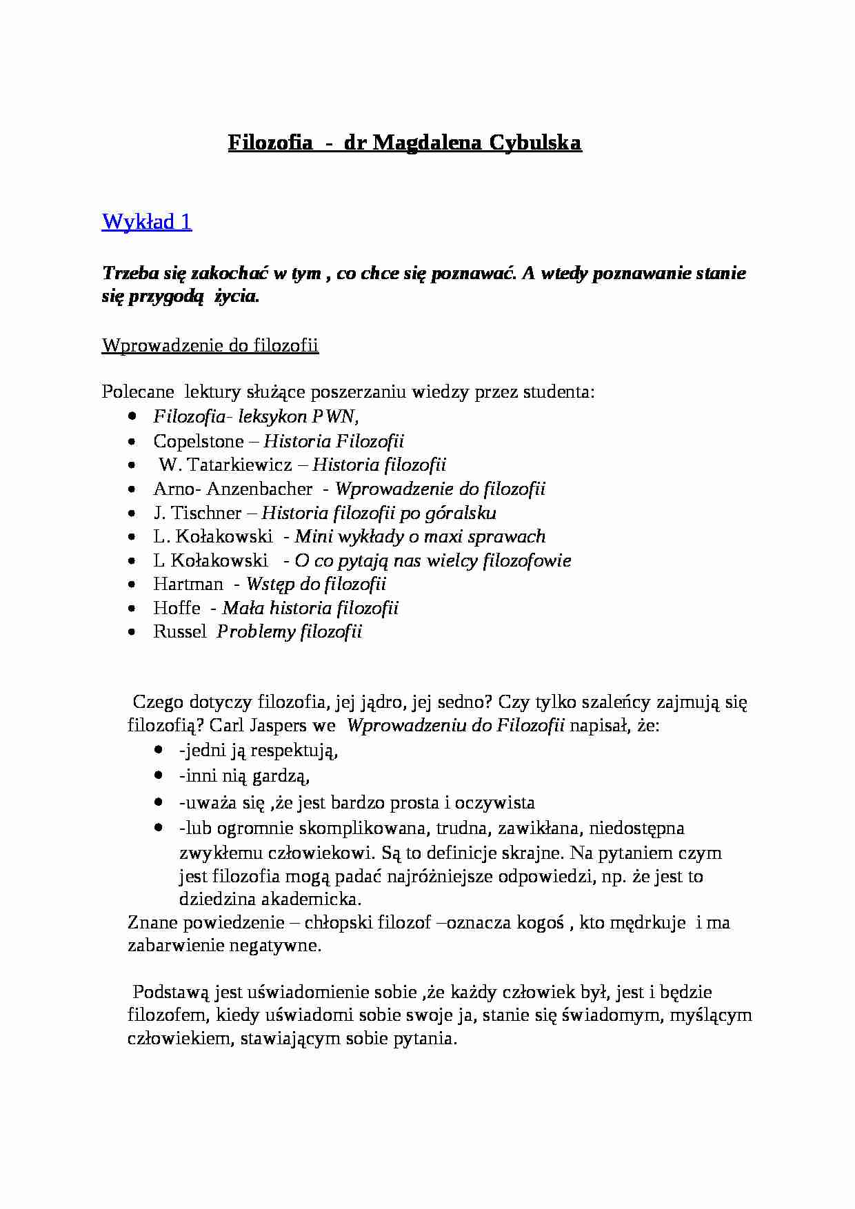 Wykłady z przedmiotu - strona 1