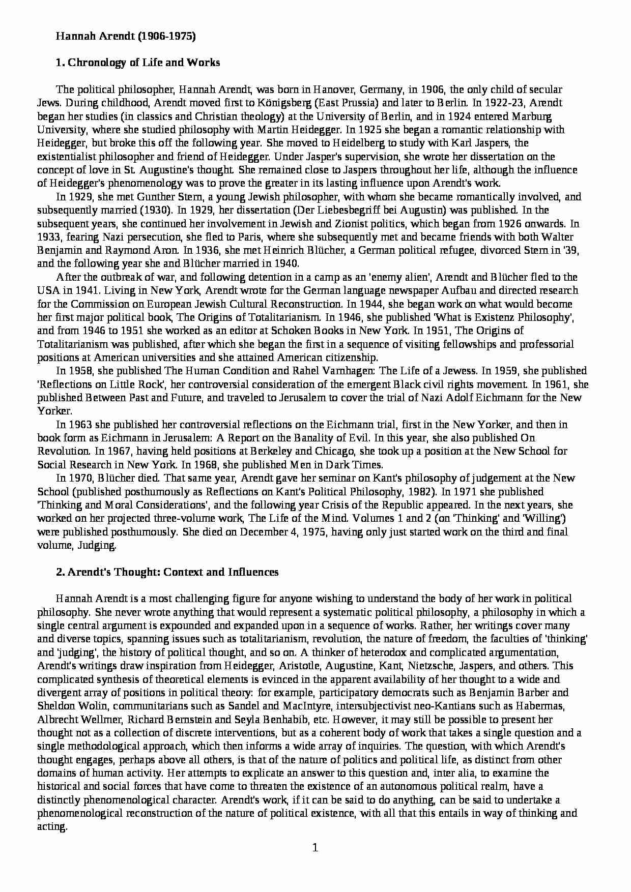Hannah Arendt - omówienie - strona 1