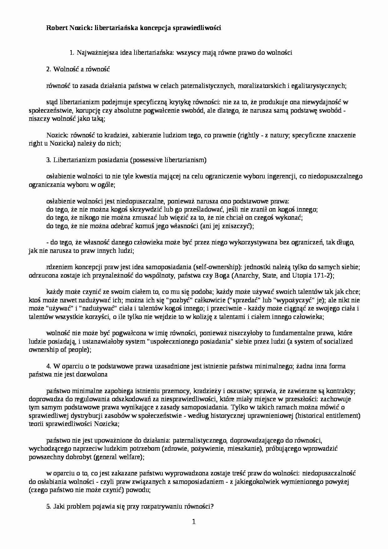 Robert Nozick - omówienie - strona 1