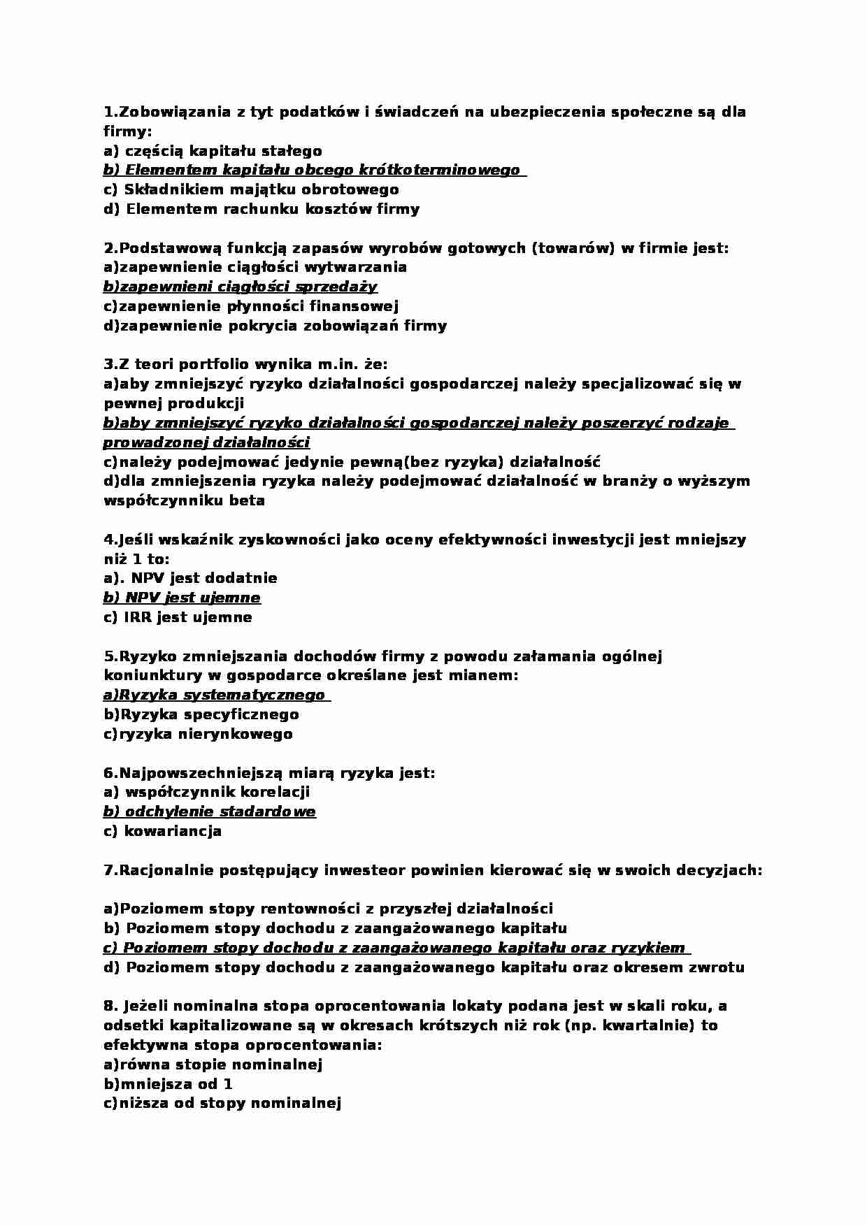 pytania finanse przedsiębiorstw - strona 1