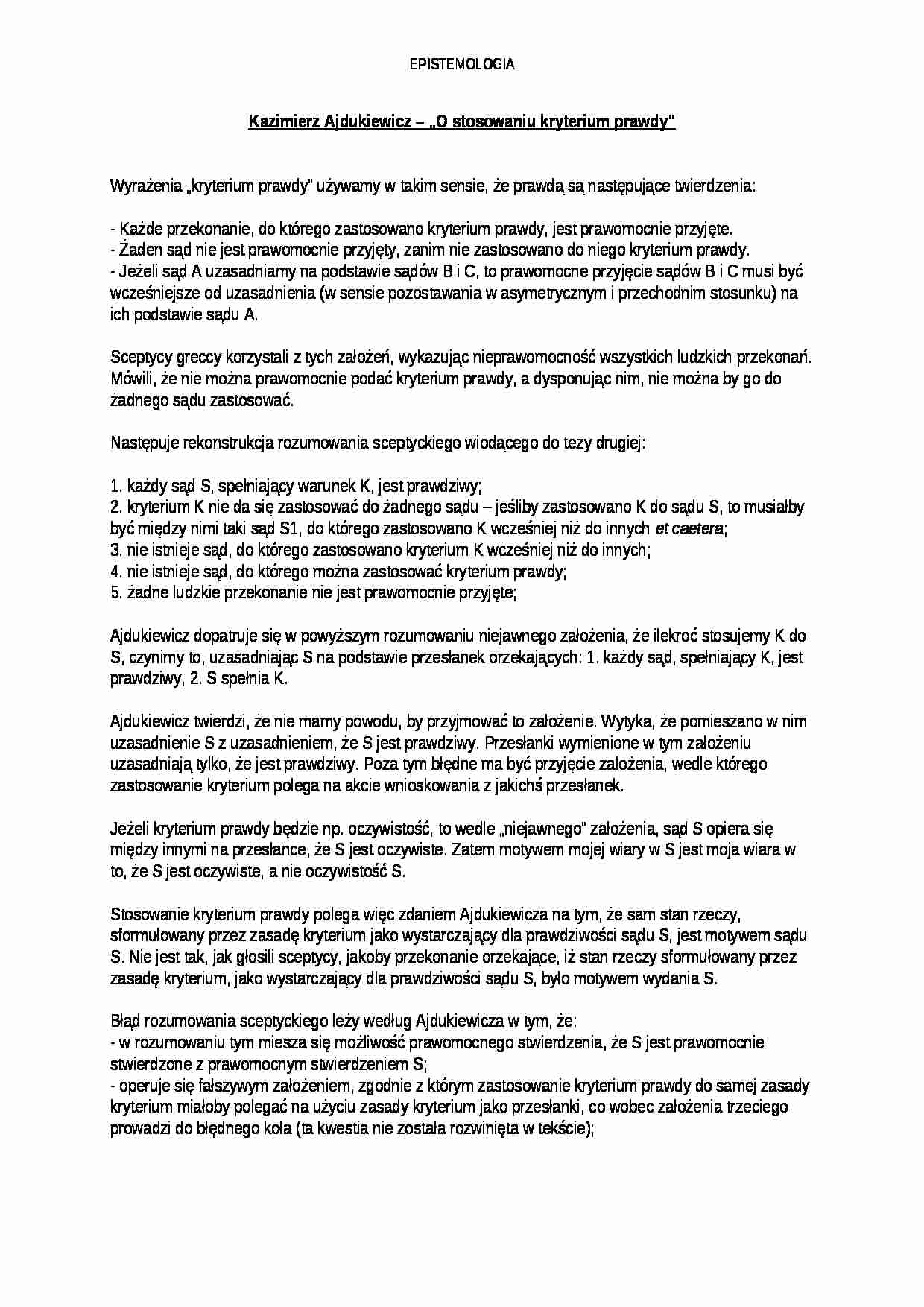  O stosowaniu kryterium prawdy - omówienie - strona 1
