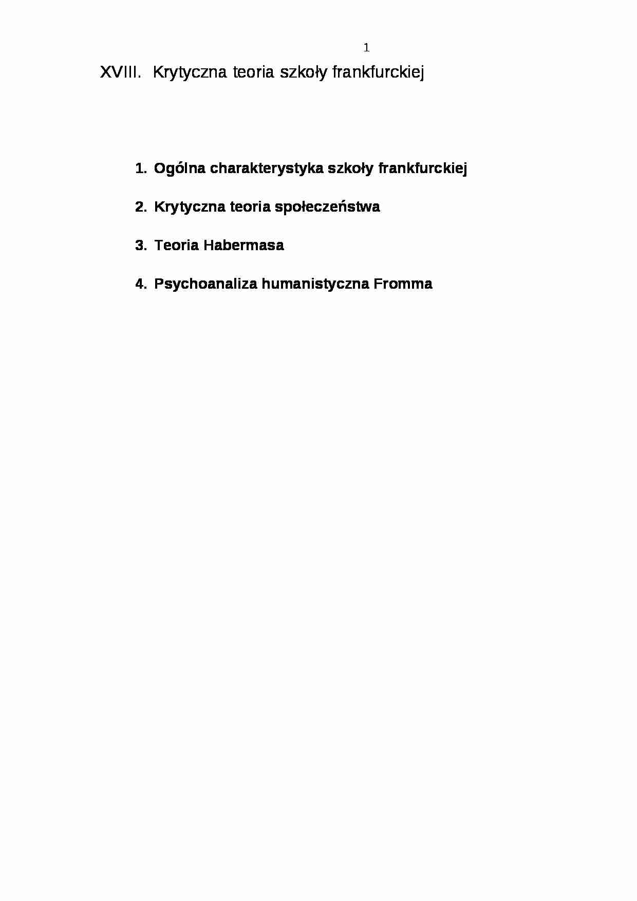 Krytyczna teoria szkoły frankfurckiej - omówienie - strona 1