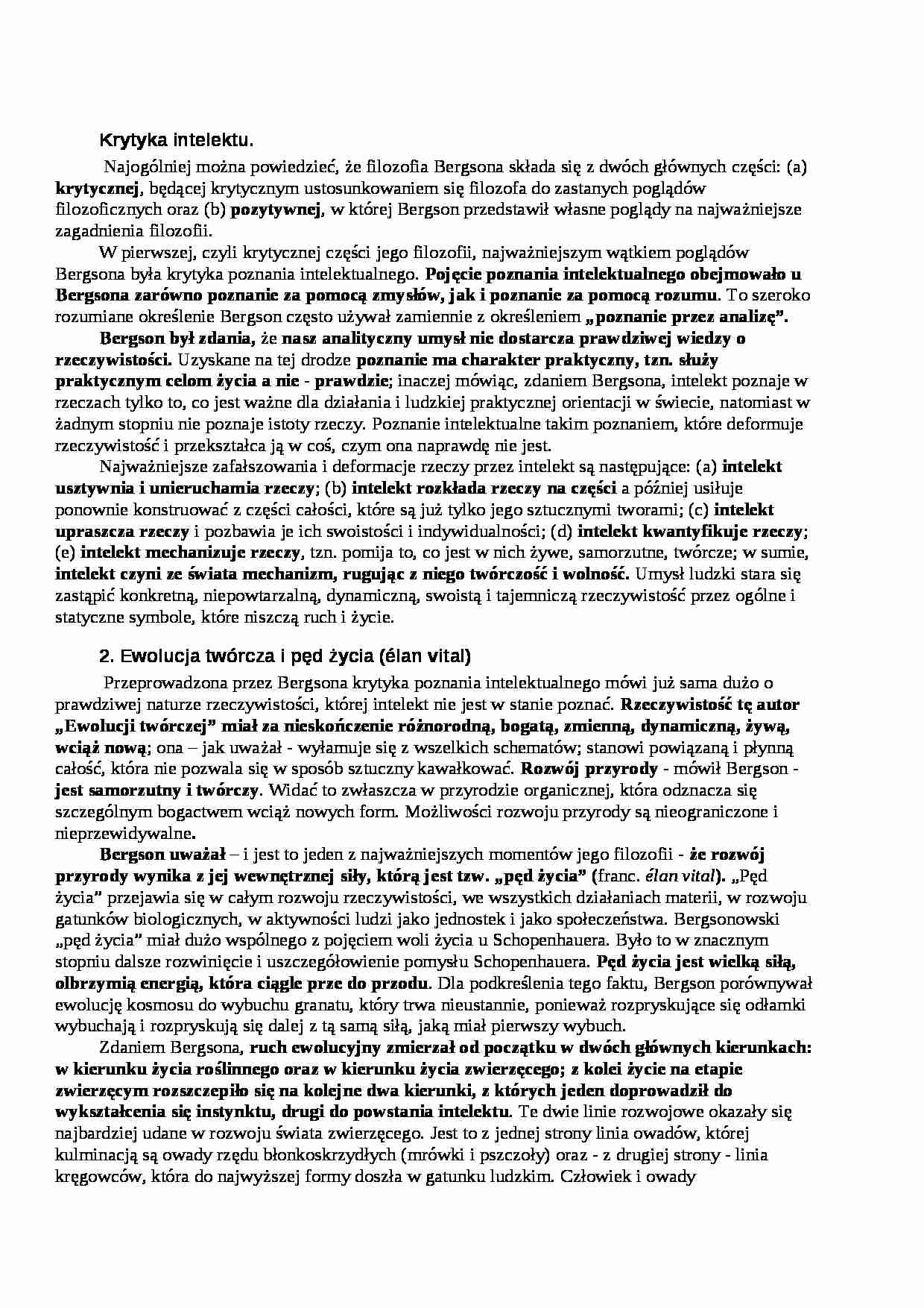 Filozofia nieanalityczna, Krytyka intelektu - omówienie - strona 1