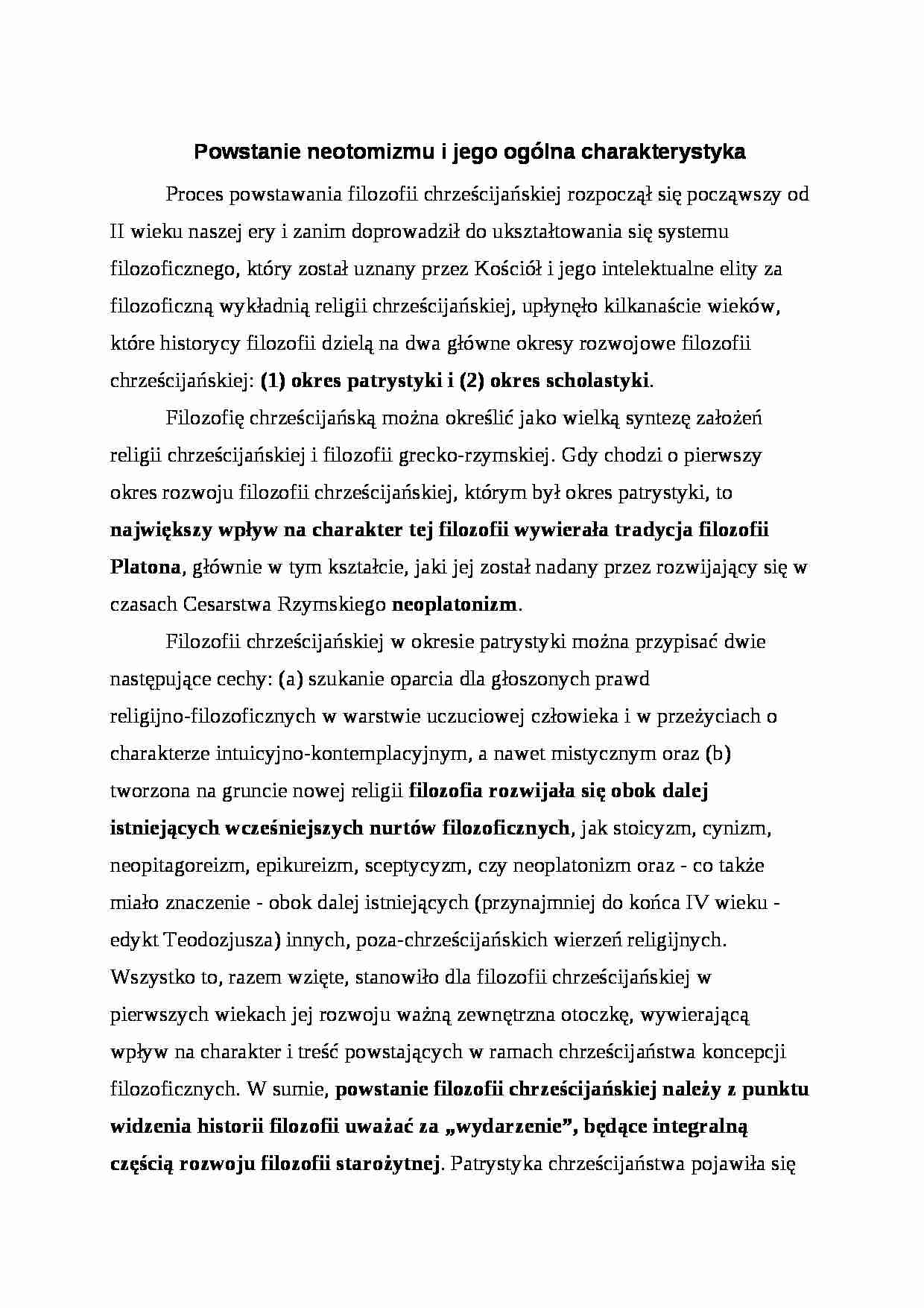  Powstanie neotomizmu - omówienie - strona 1