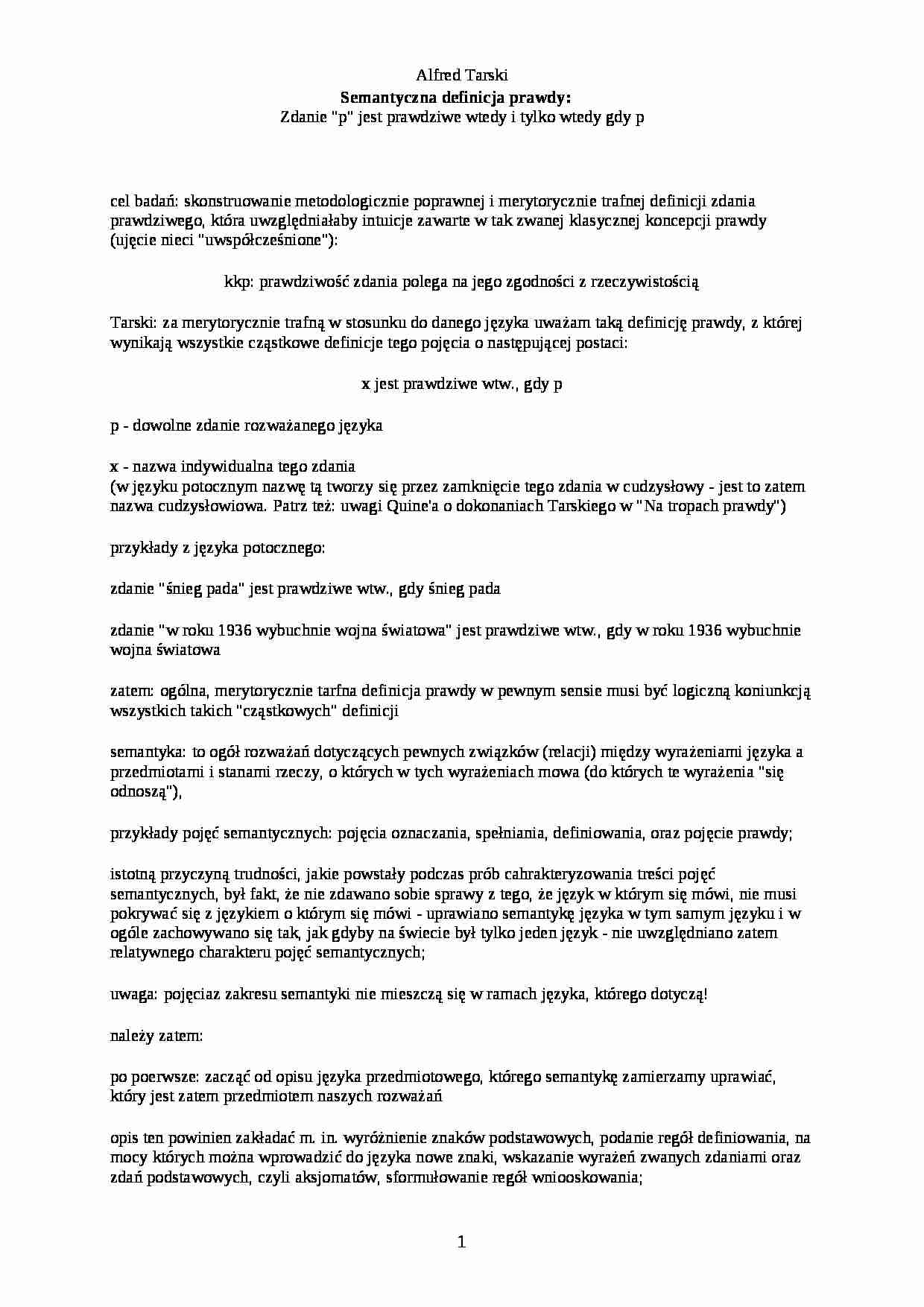 Alfred Tarski - omówienie - strona 1
