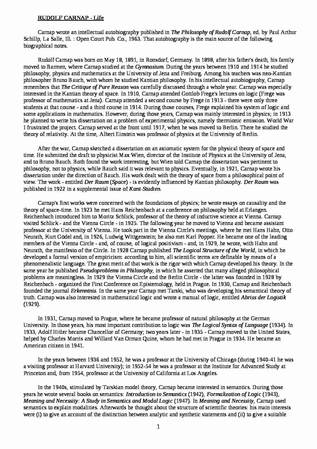 Rudolf Carnap - omówienie - strona 1