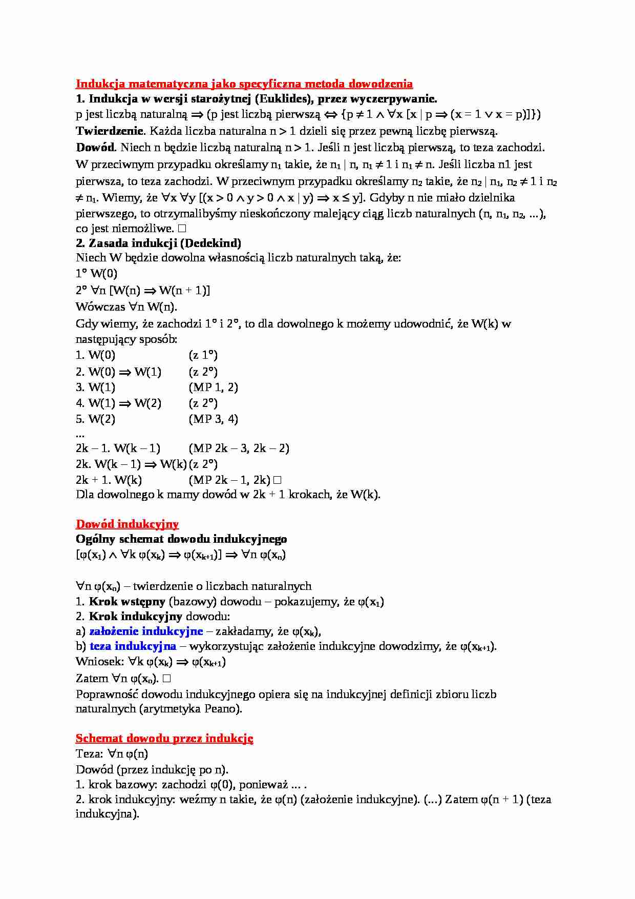 Indukcja matematyczna - omówienie - strona 1