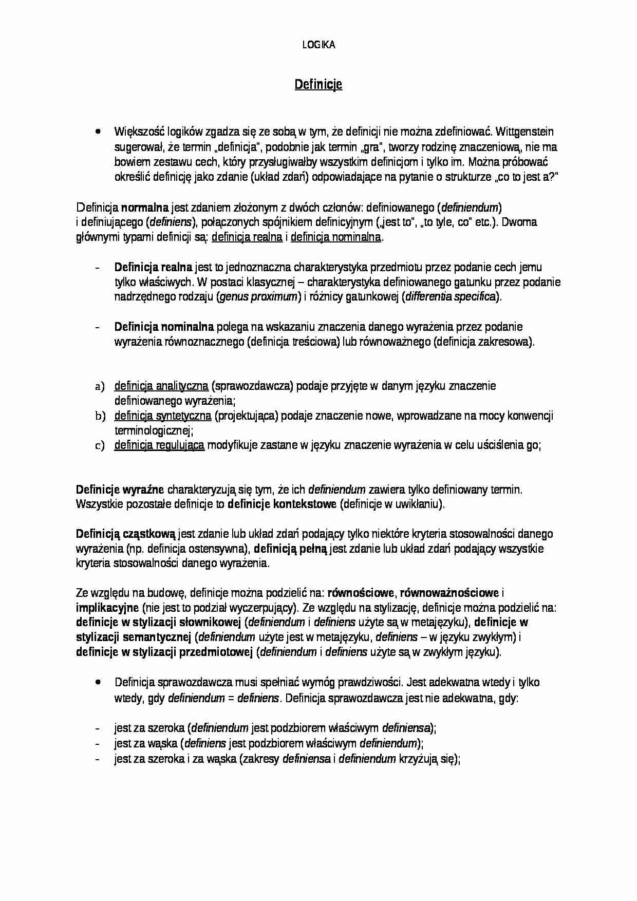 Definicje - omówienie - strona 1