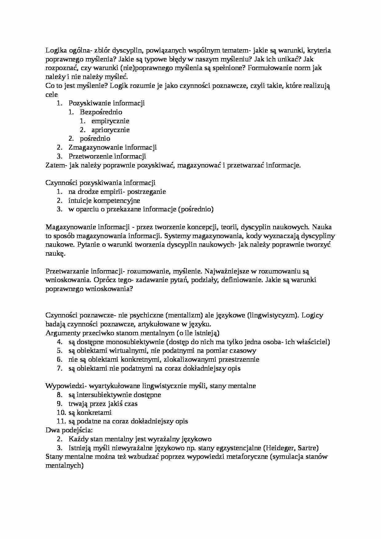 Logika ogólna - omówienie - strona 1
