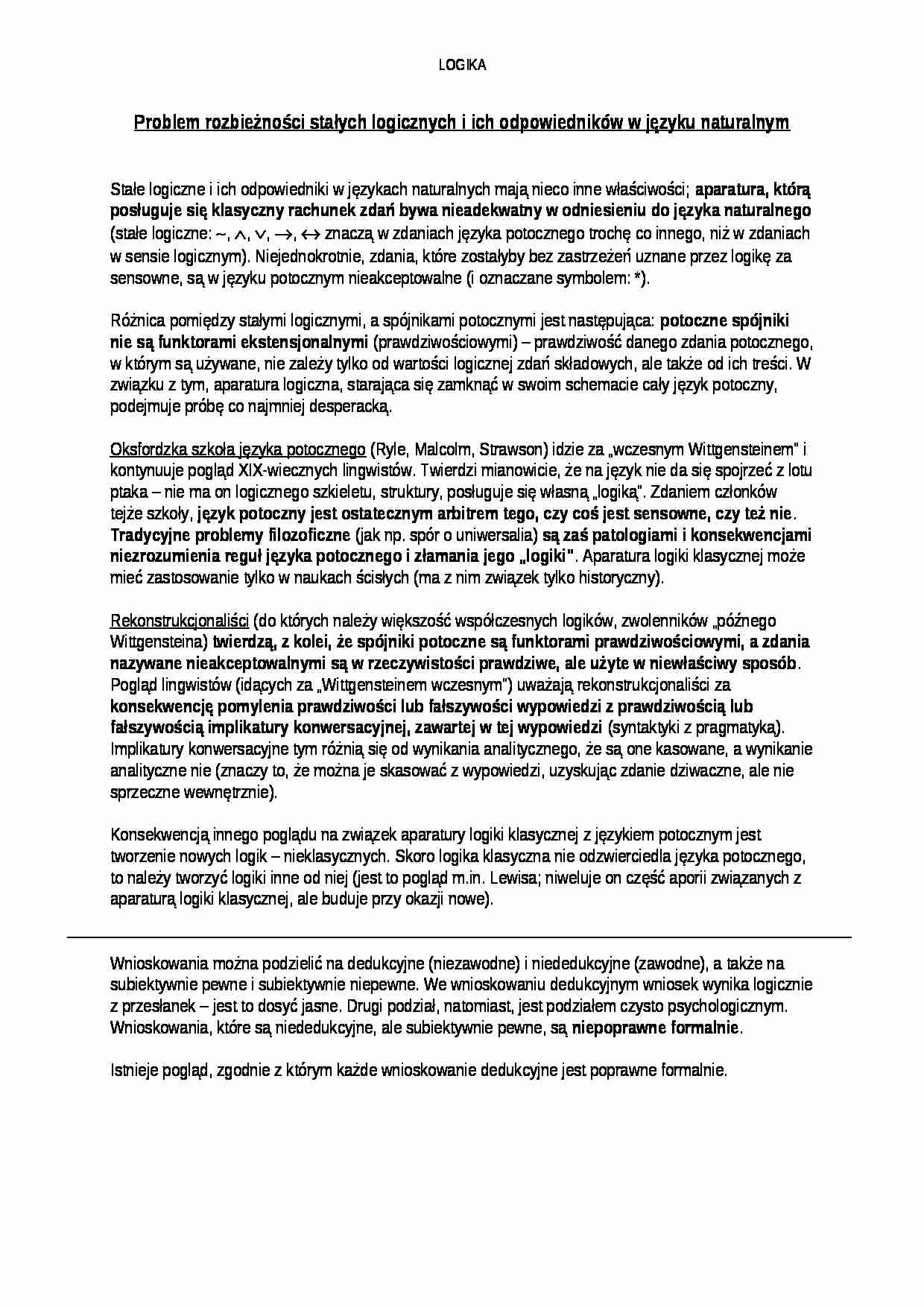 Problem rozbieżności stałych logicznych - omówienie - strona 1