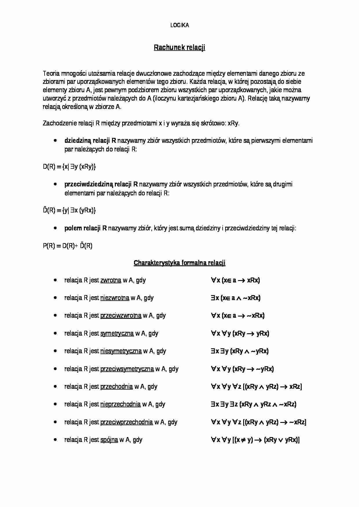 Rachunek relacji - omówienie - strona 1