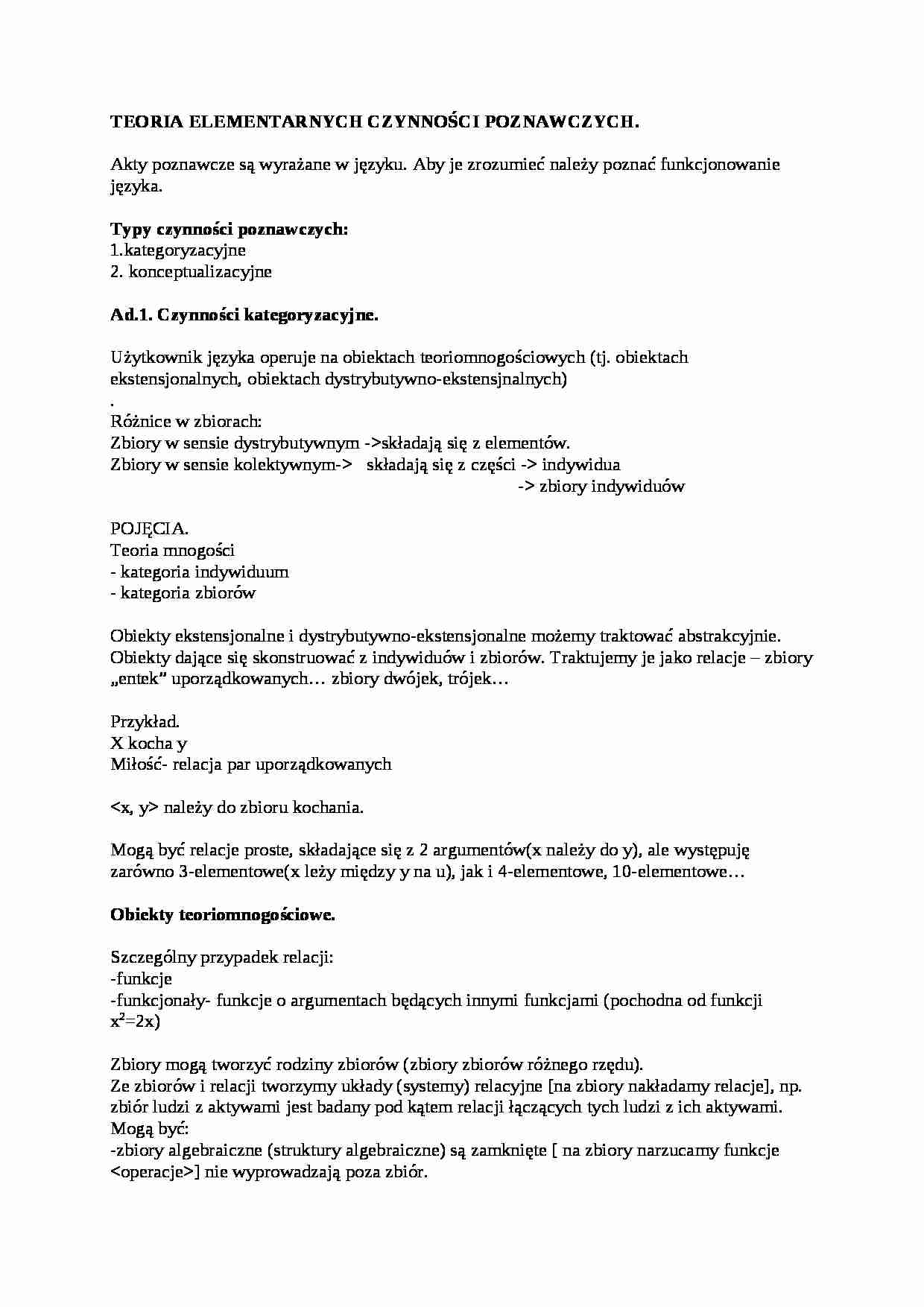 Teoria elementarna - omówienie - strona 1