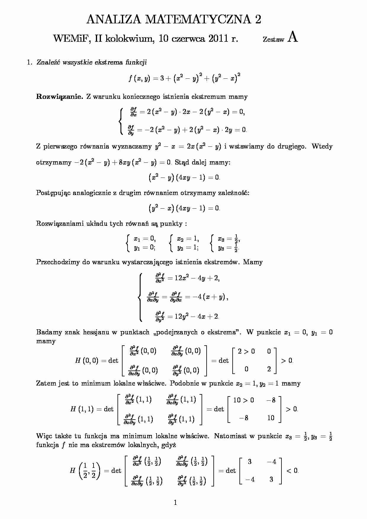 Analiza ekonomiczna- kolokwiumA - strona 1