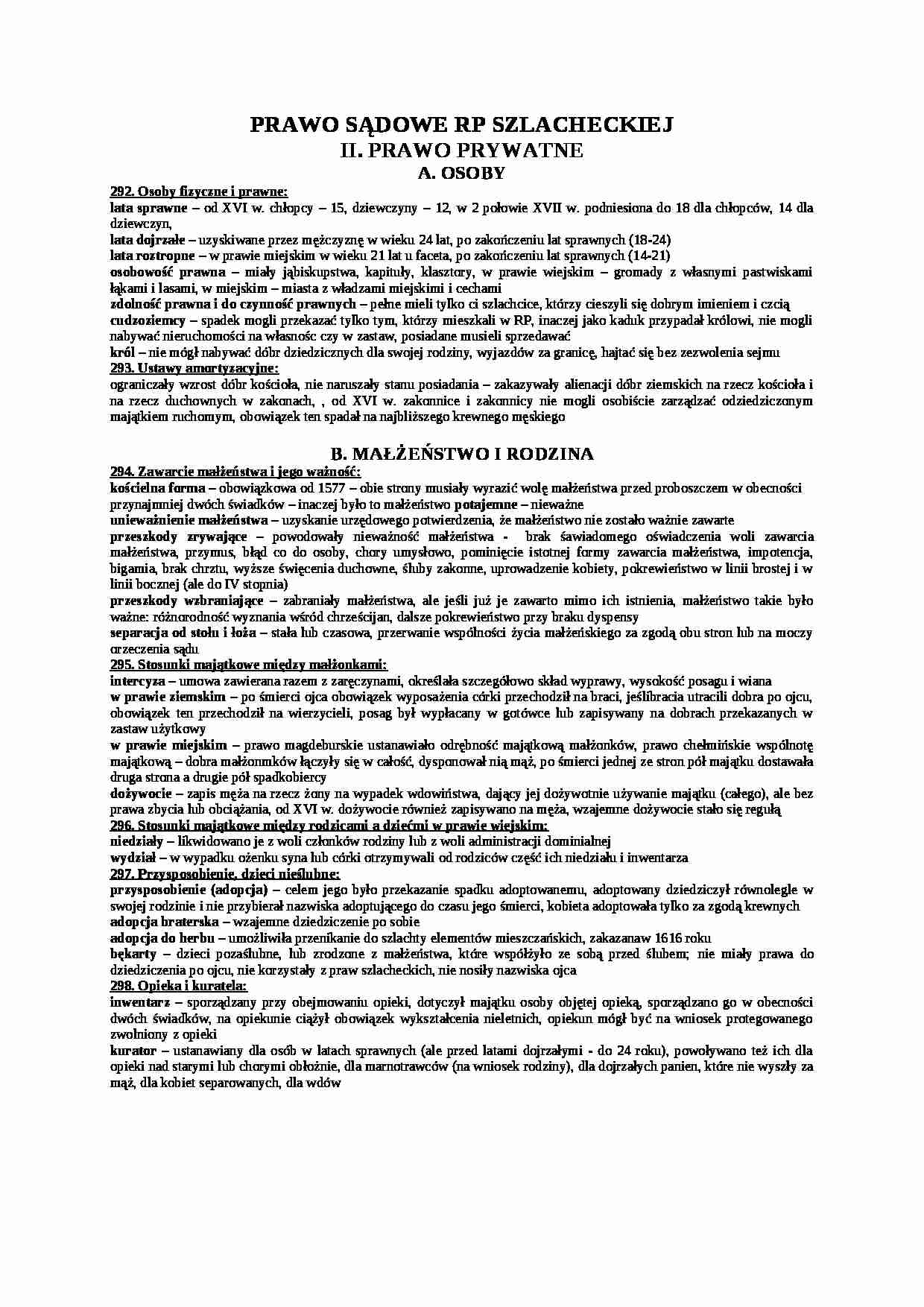 Prawo sądowe RP szlacheckiej- opracowanie - strona 1