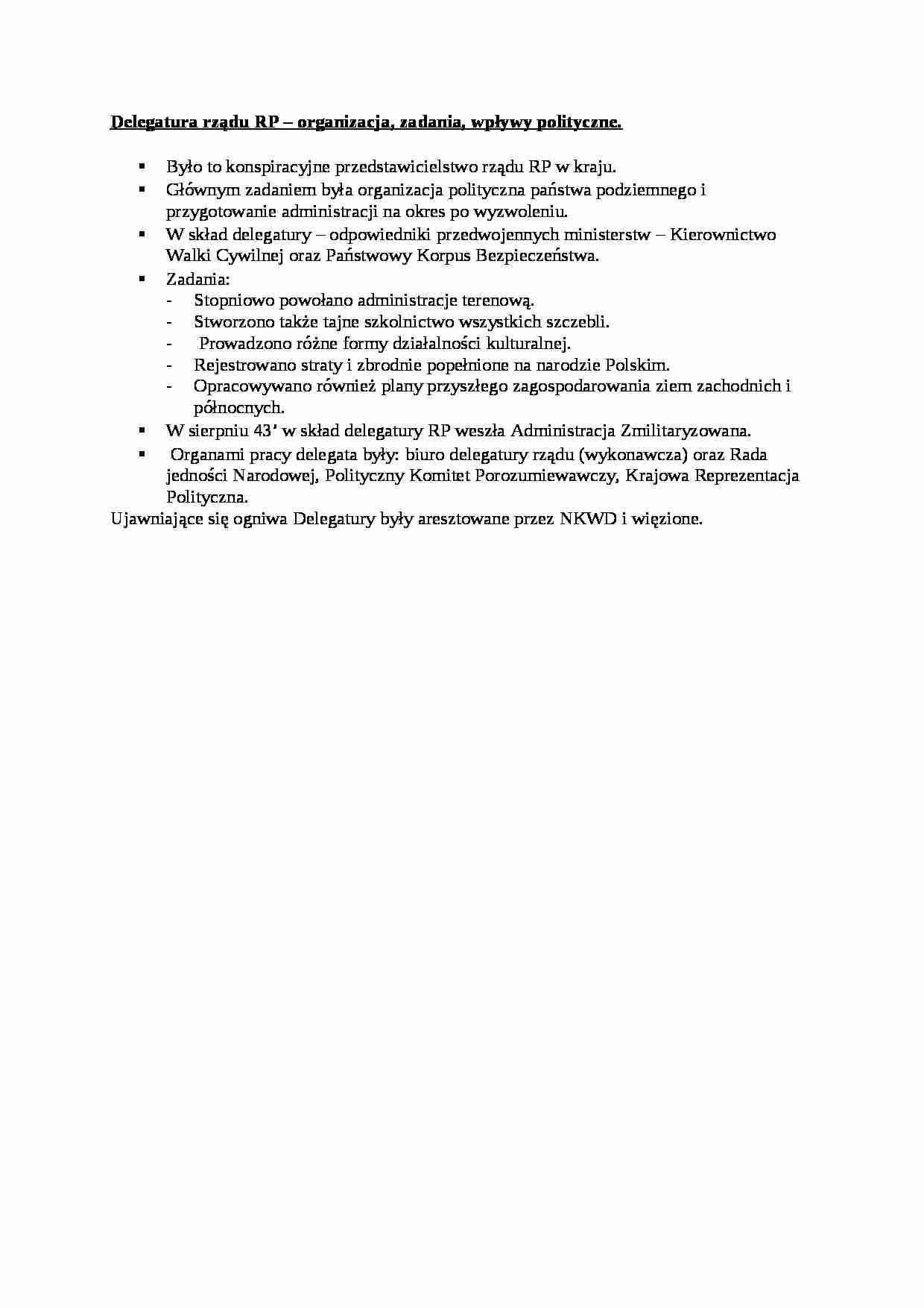 Delegatura rzśdu RP- opracowanie - strona 1