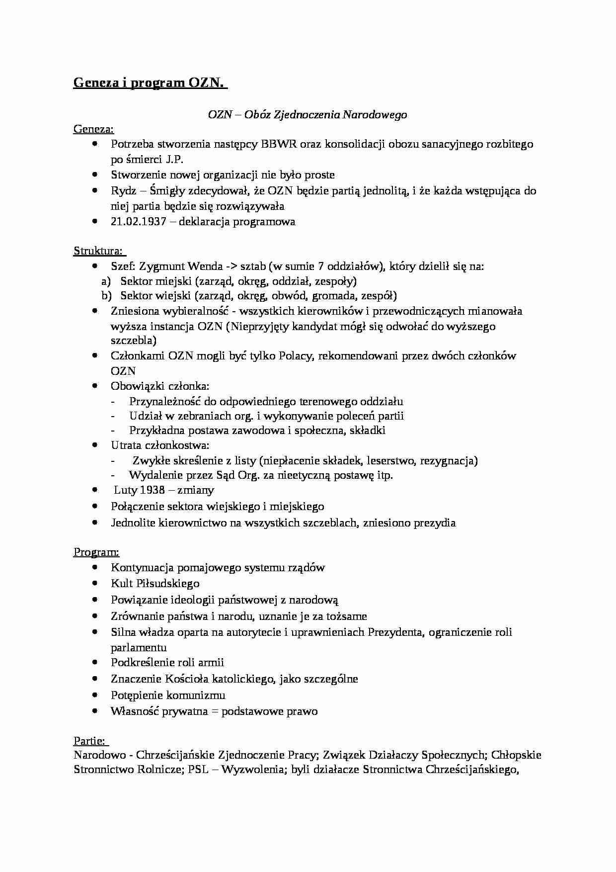 Geneza i program OZN- opracowanie - strona 1
