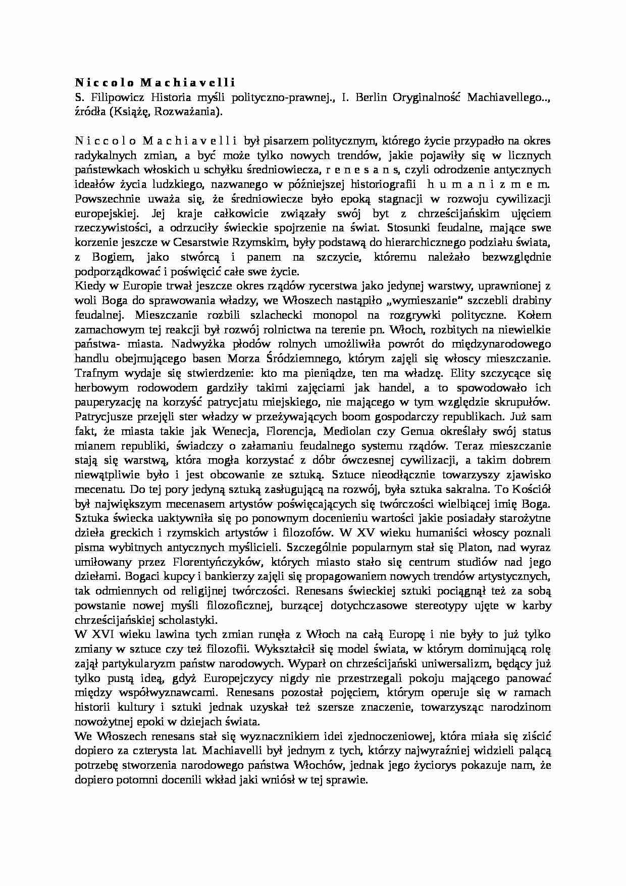 Macchiavelli- ćwiczenia - strona 1