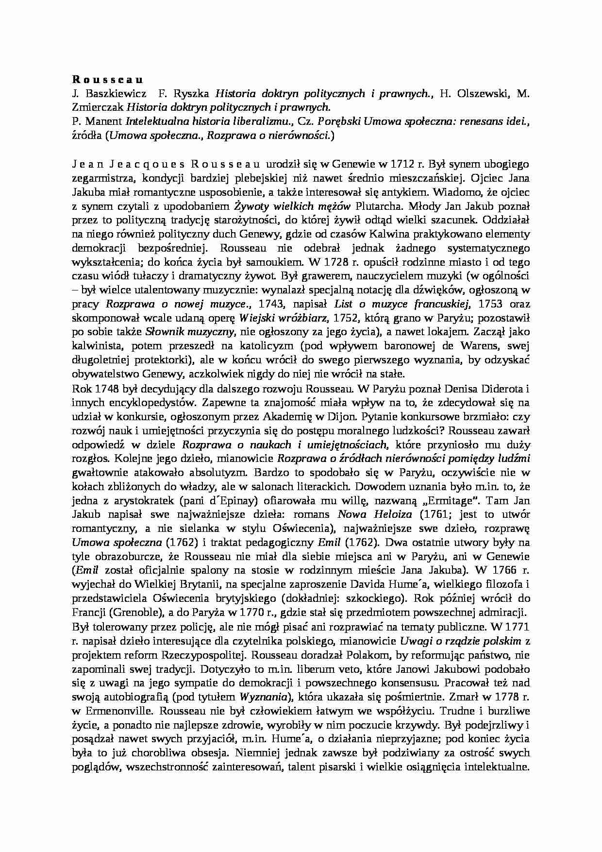 Rousseau- ćwiczenia - strona 1