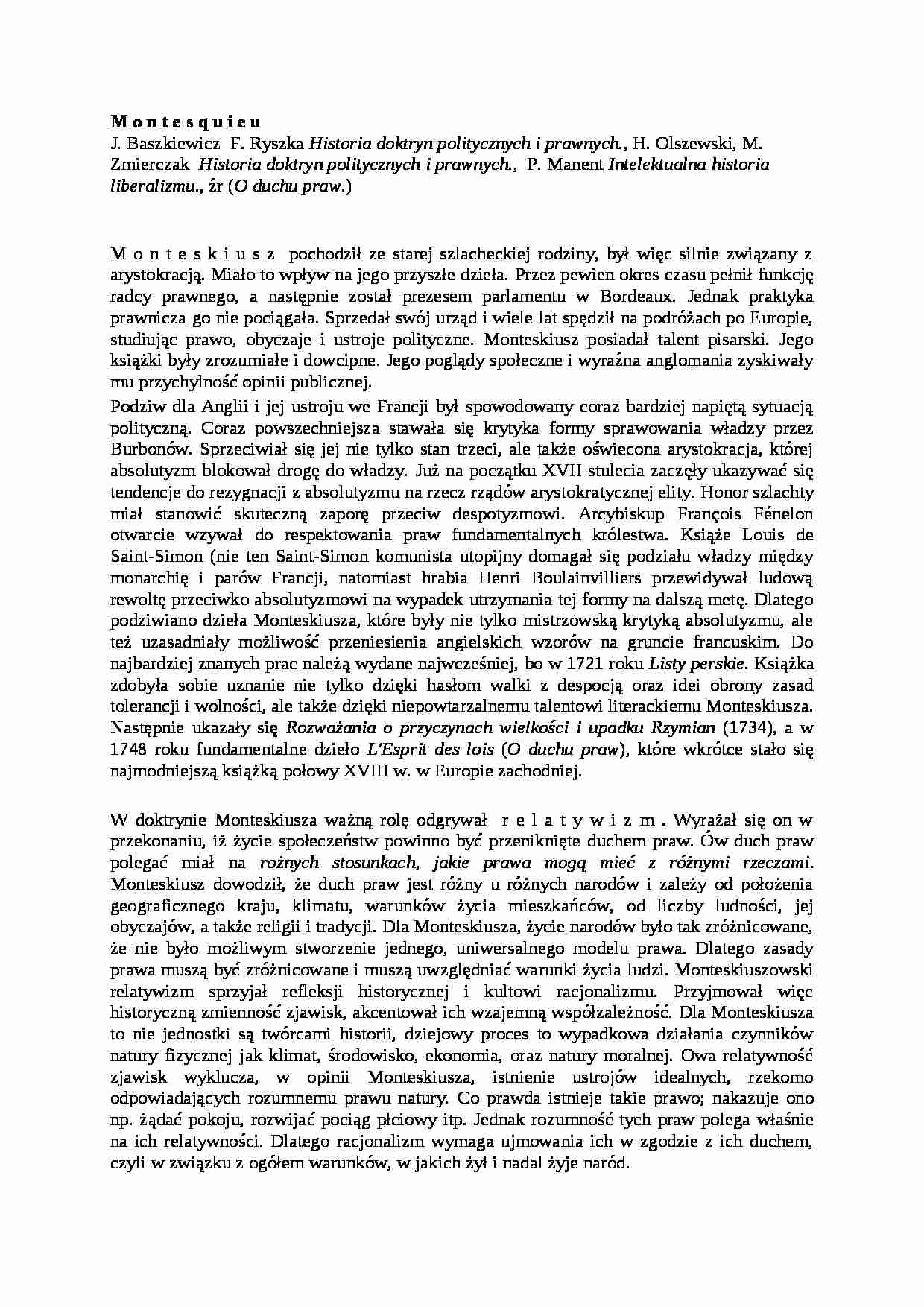 Montesquieu- opracowanie - strona 1