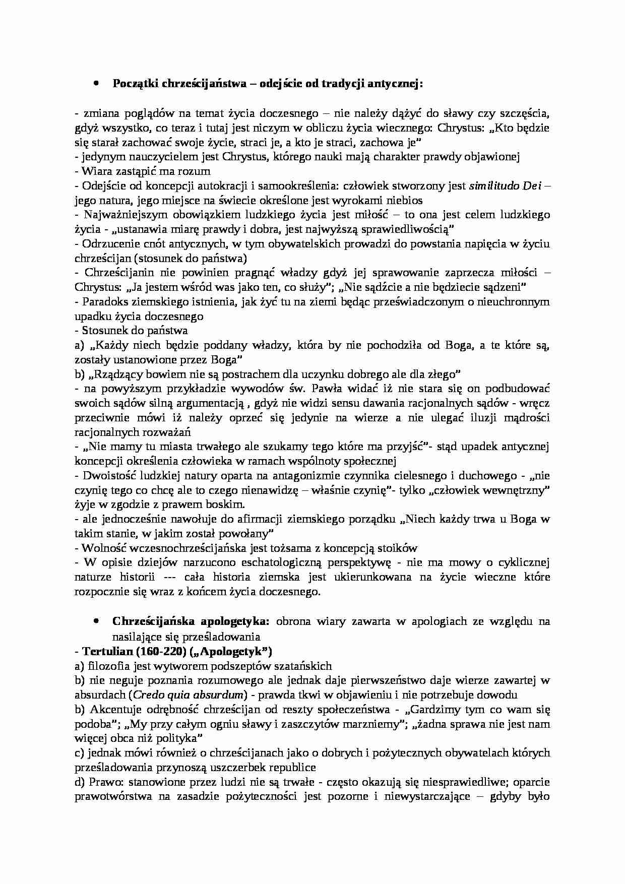 Początki chrześcijaństwa- opracowanie - strona 1