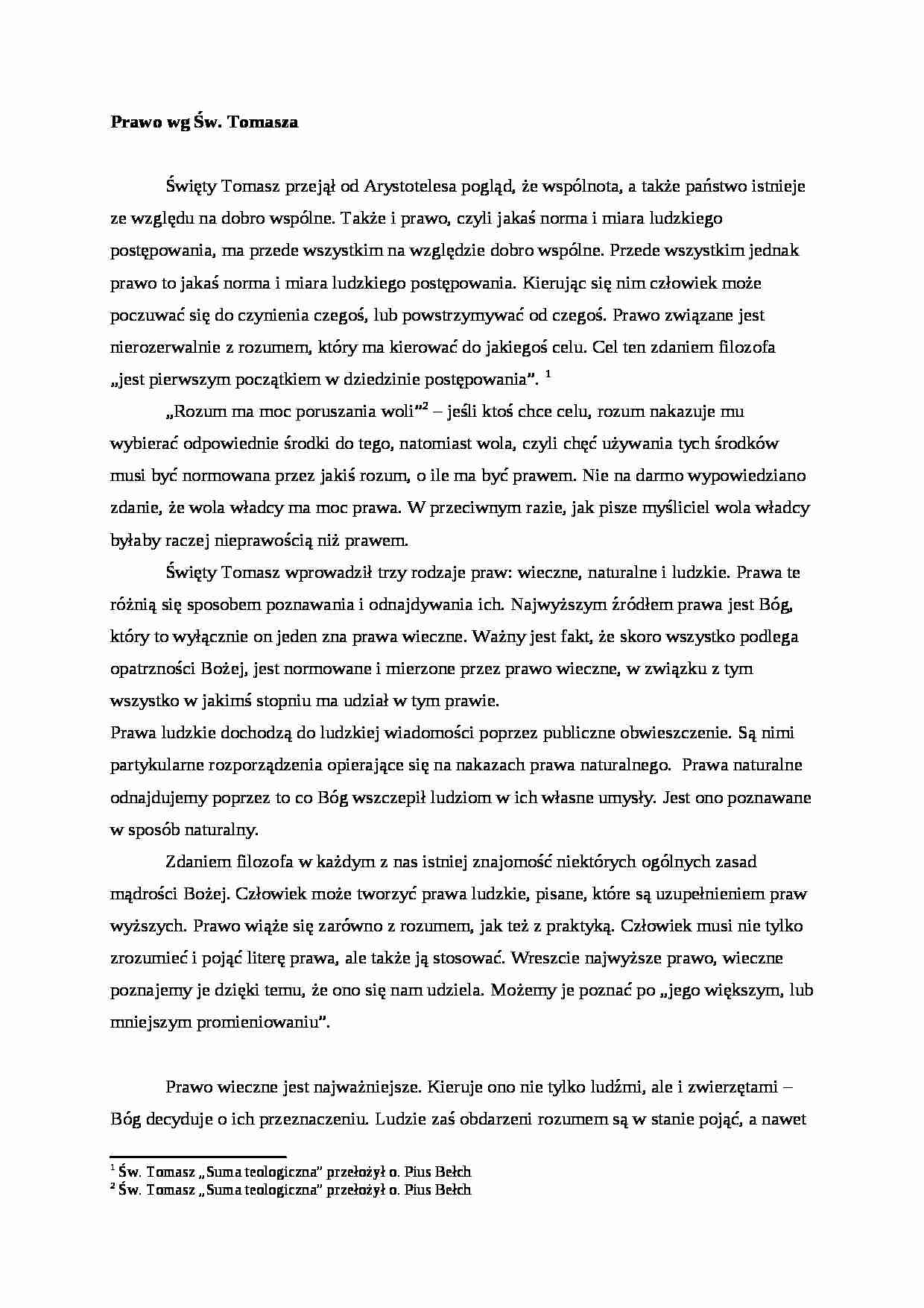  Prawo św. Tomasz i Marsyliusz z Padwy- referat - strona 1