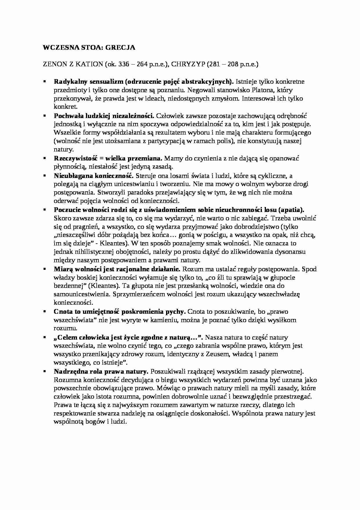 Wczesna Stoa- opracowanie - strona 1