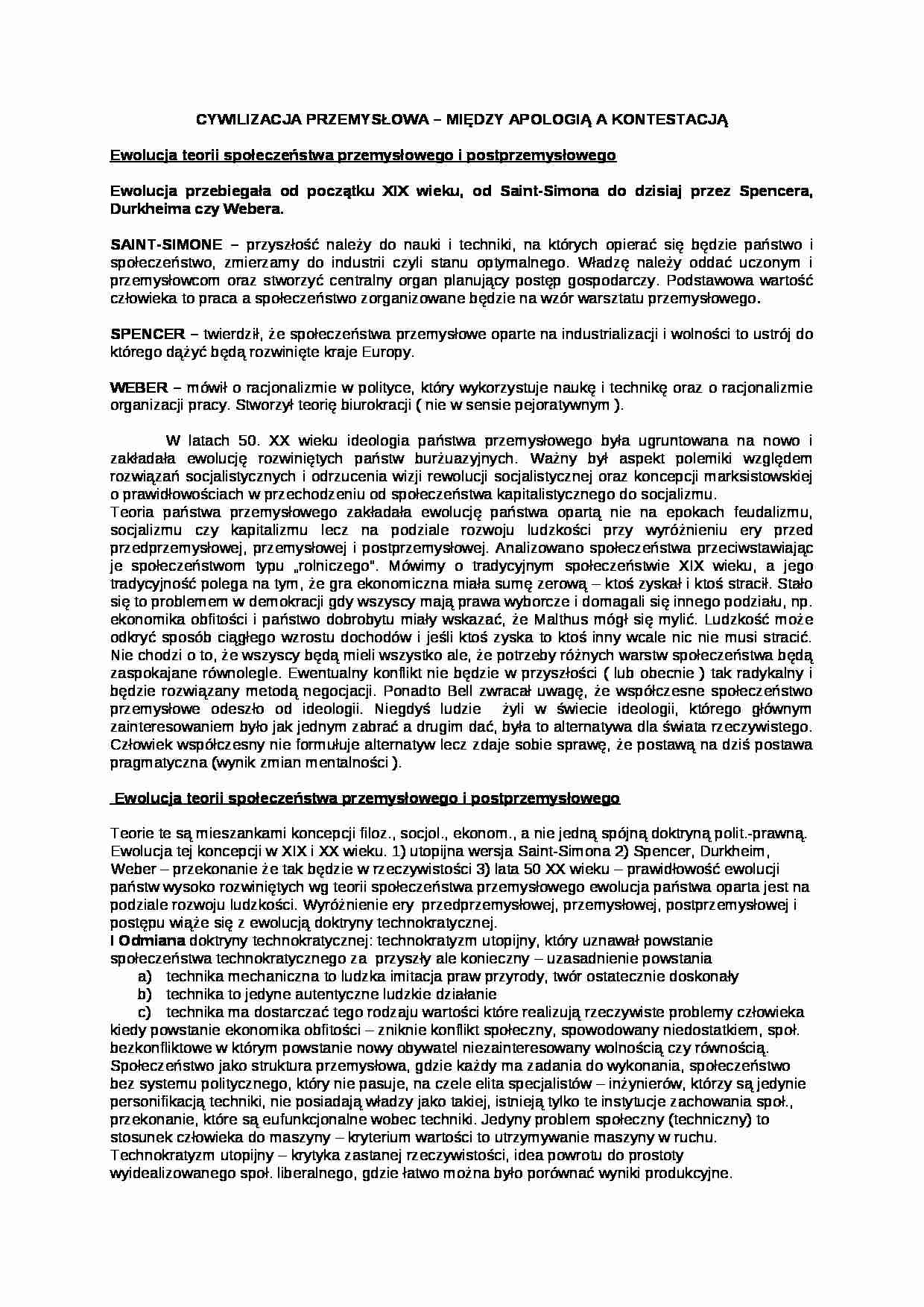 Cywilizacja przemysłowa- opracowanie - strona 1