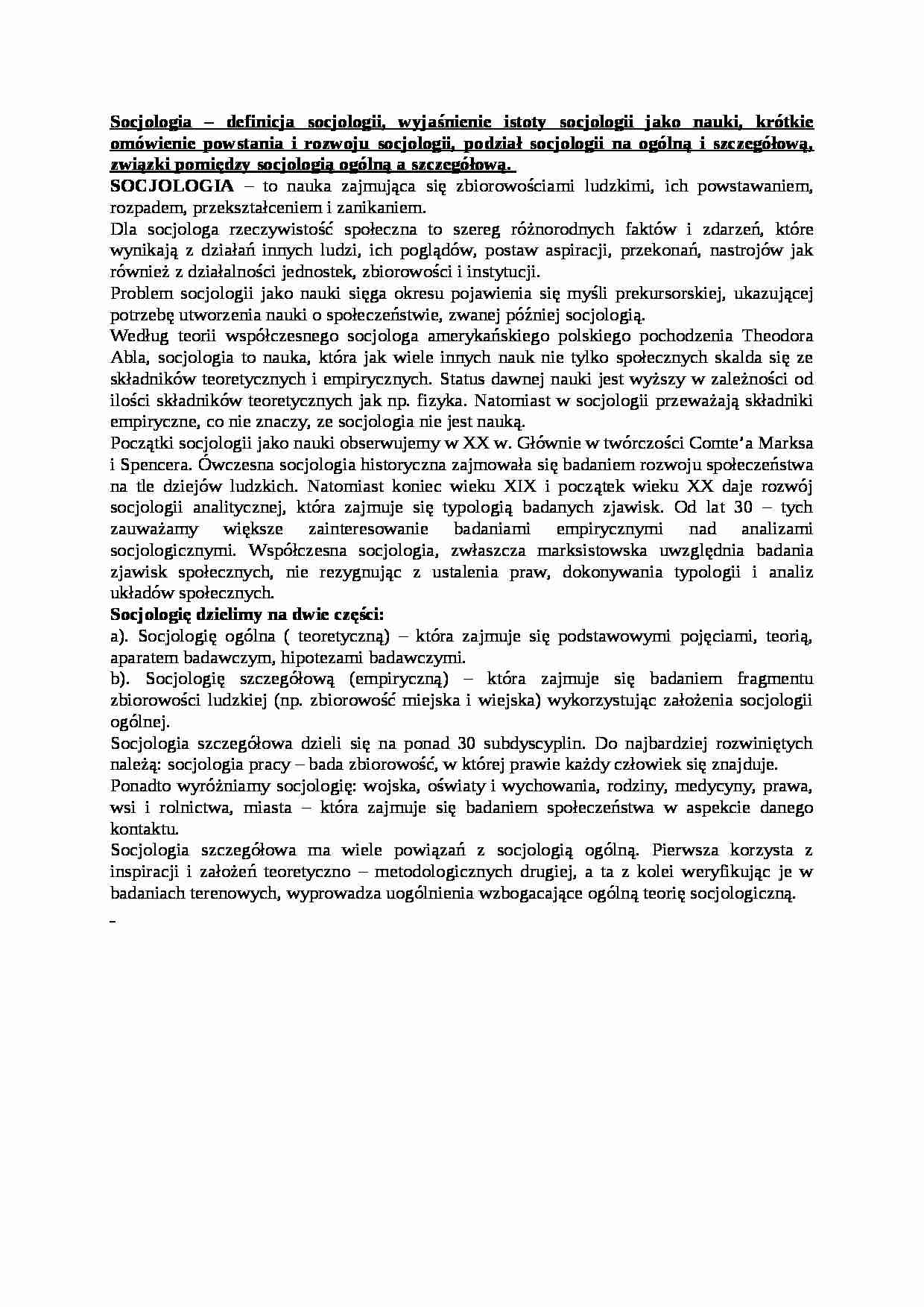 Podstawy socjologii - wprowadenie  - strona 1