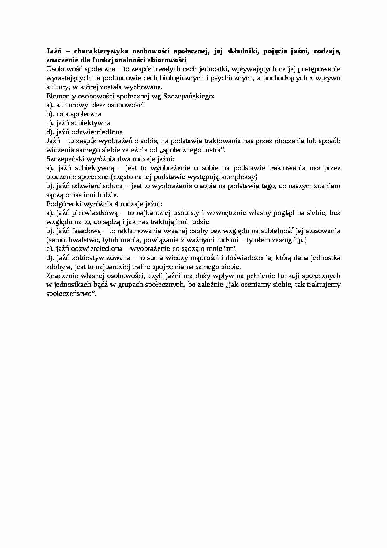Jażń- charakterystyka osobowości społecznej - strona 1