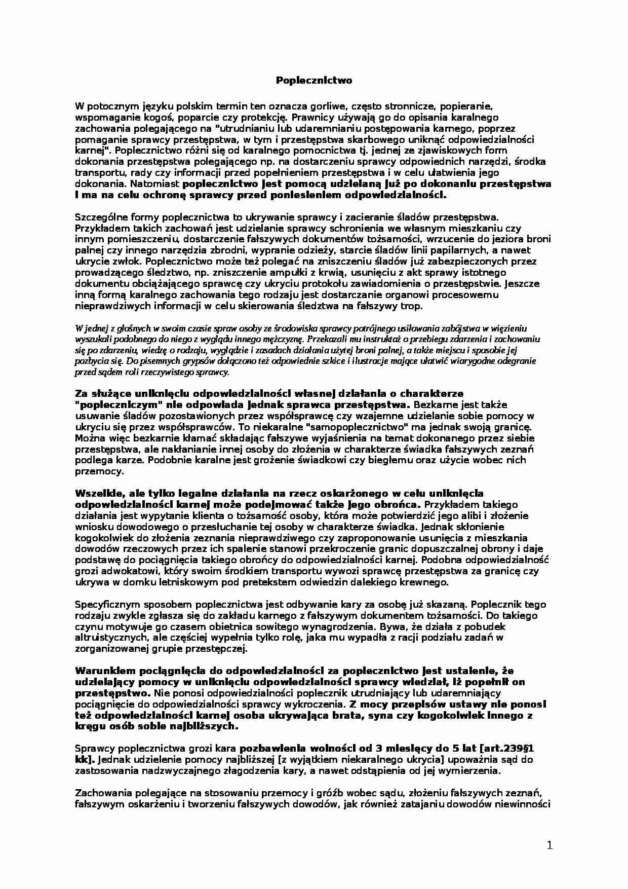 Poplecznictwo- opracowanie - strona 1