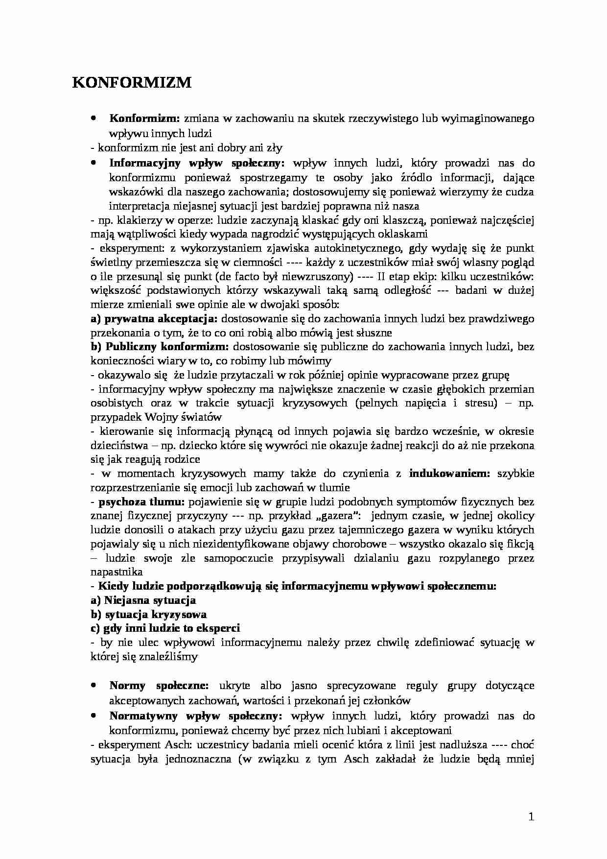 Konformizm- opracowanie - strona 1
