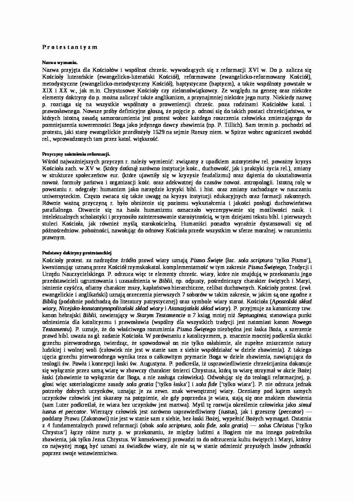 Protestantyzm- opracowanie - strona 1