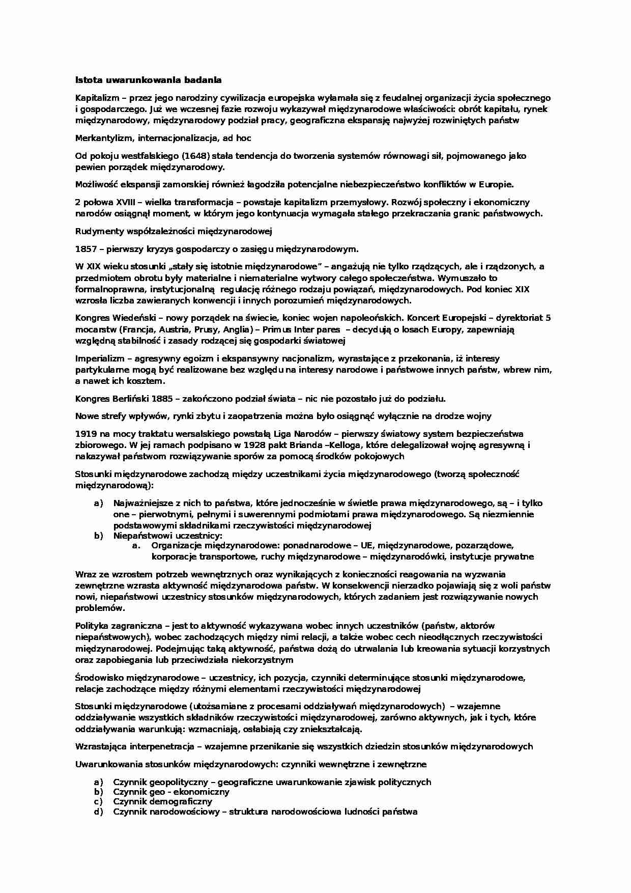 Istota uwarunkowania badania- opracowanie - strona 1