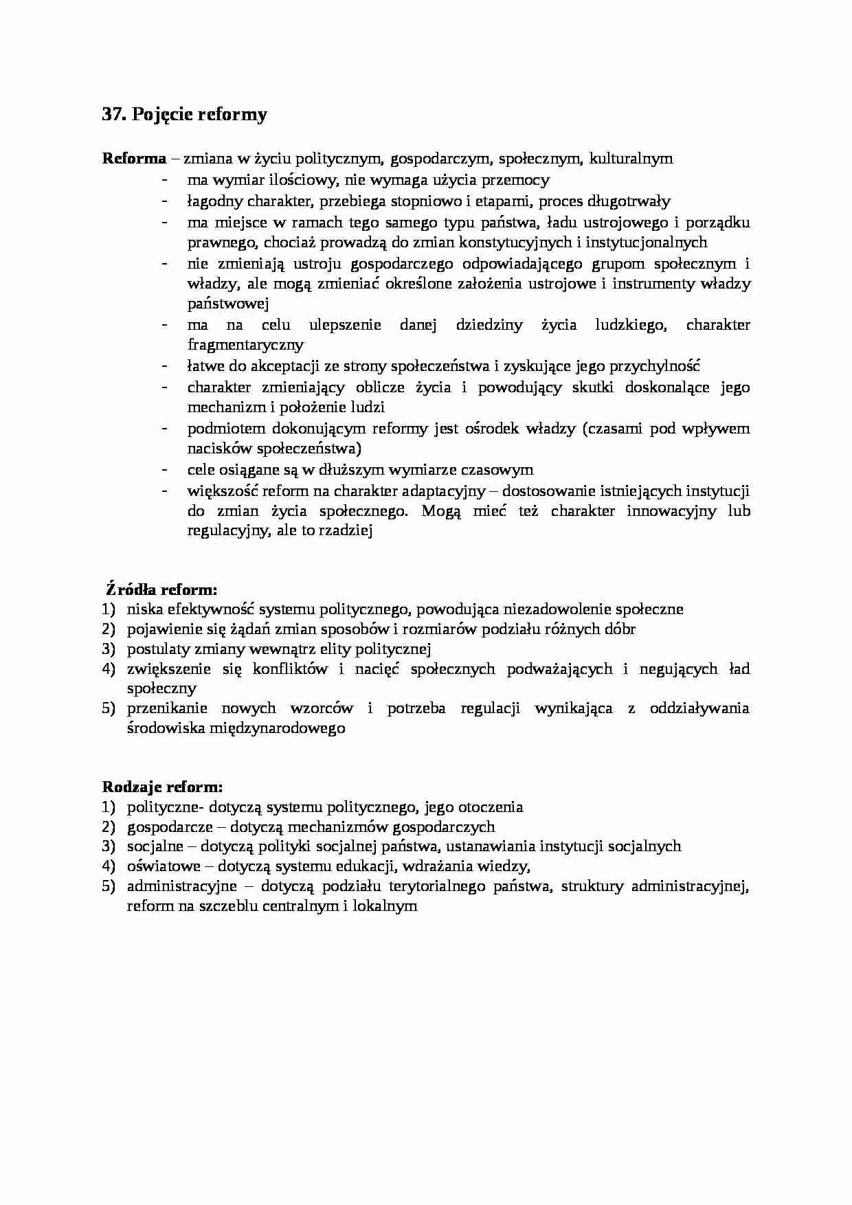 Pojęcie reformy- opracowanie - strona 1