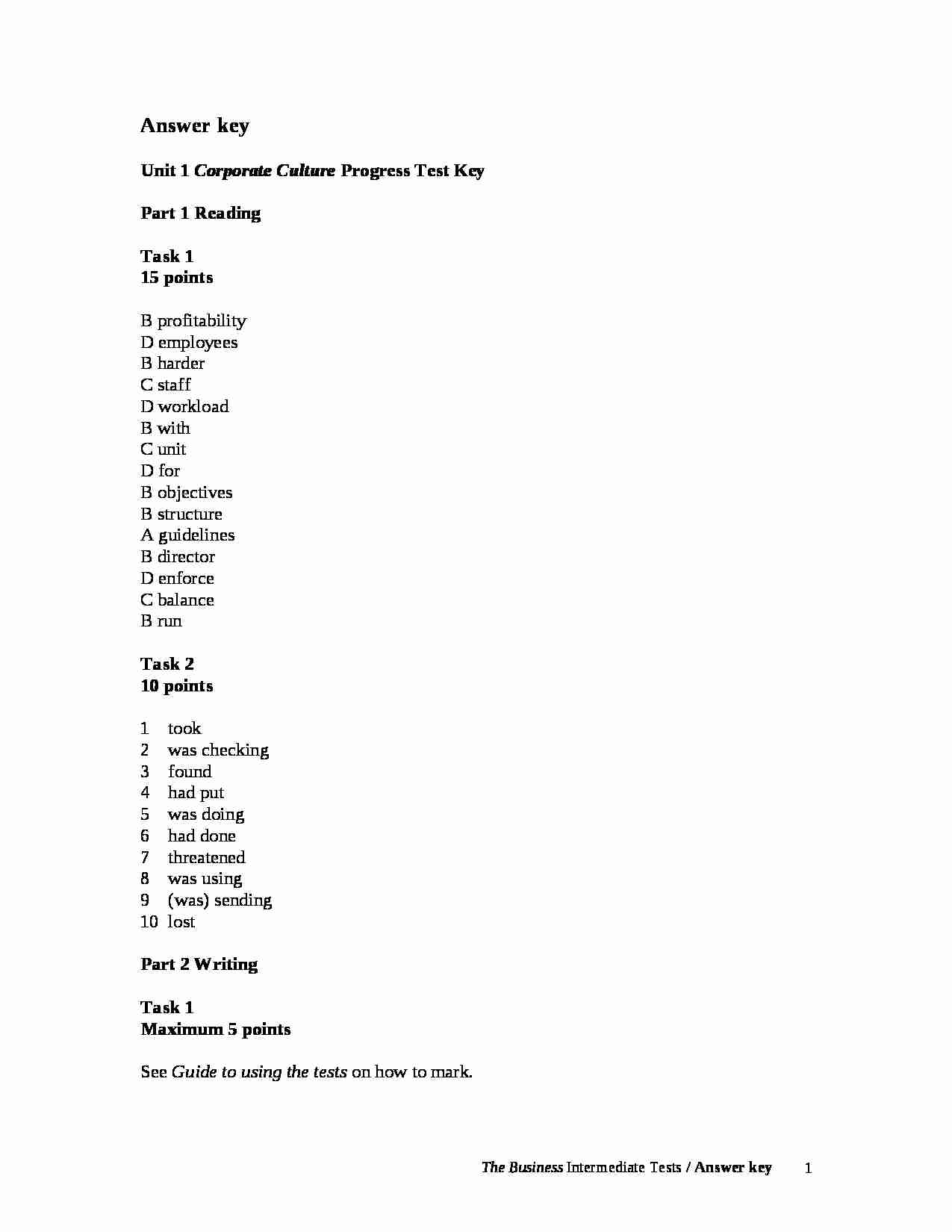 Testy do książki The Business Intermediate Student's Book - strona 1