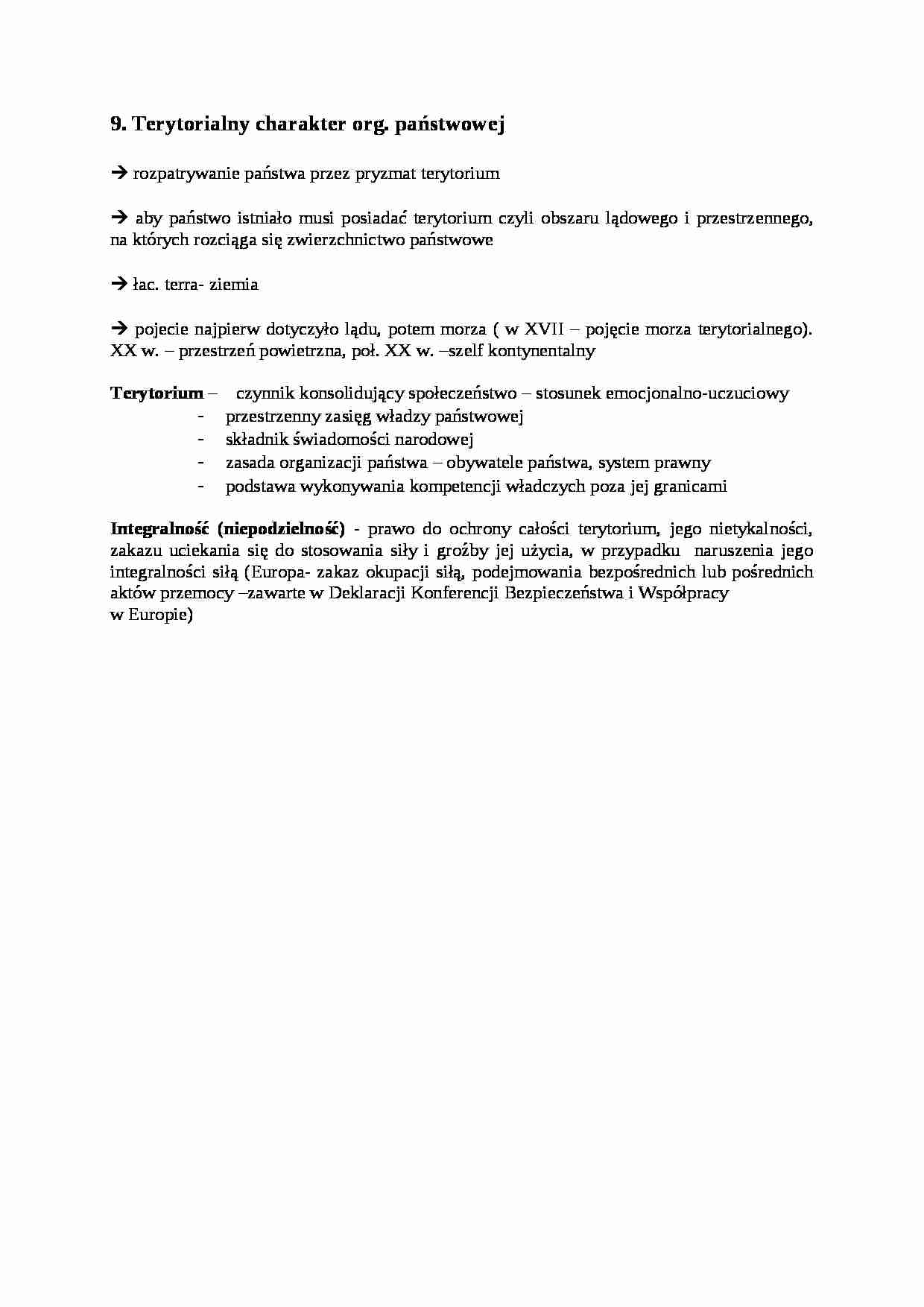 Terytorialny charakter organizacji państwowej - opracowanie - strona 1