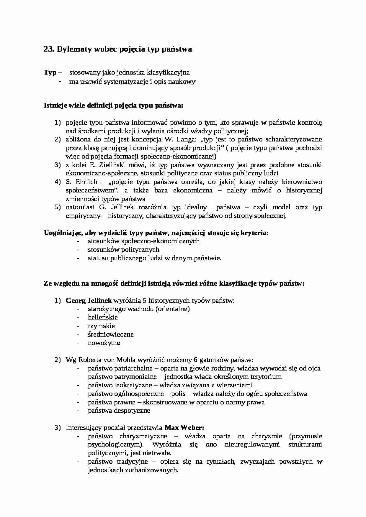 Typ państwa- opracowanie - strona 1