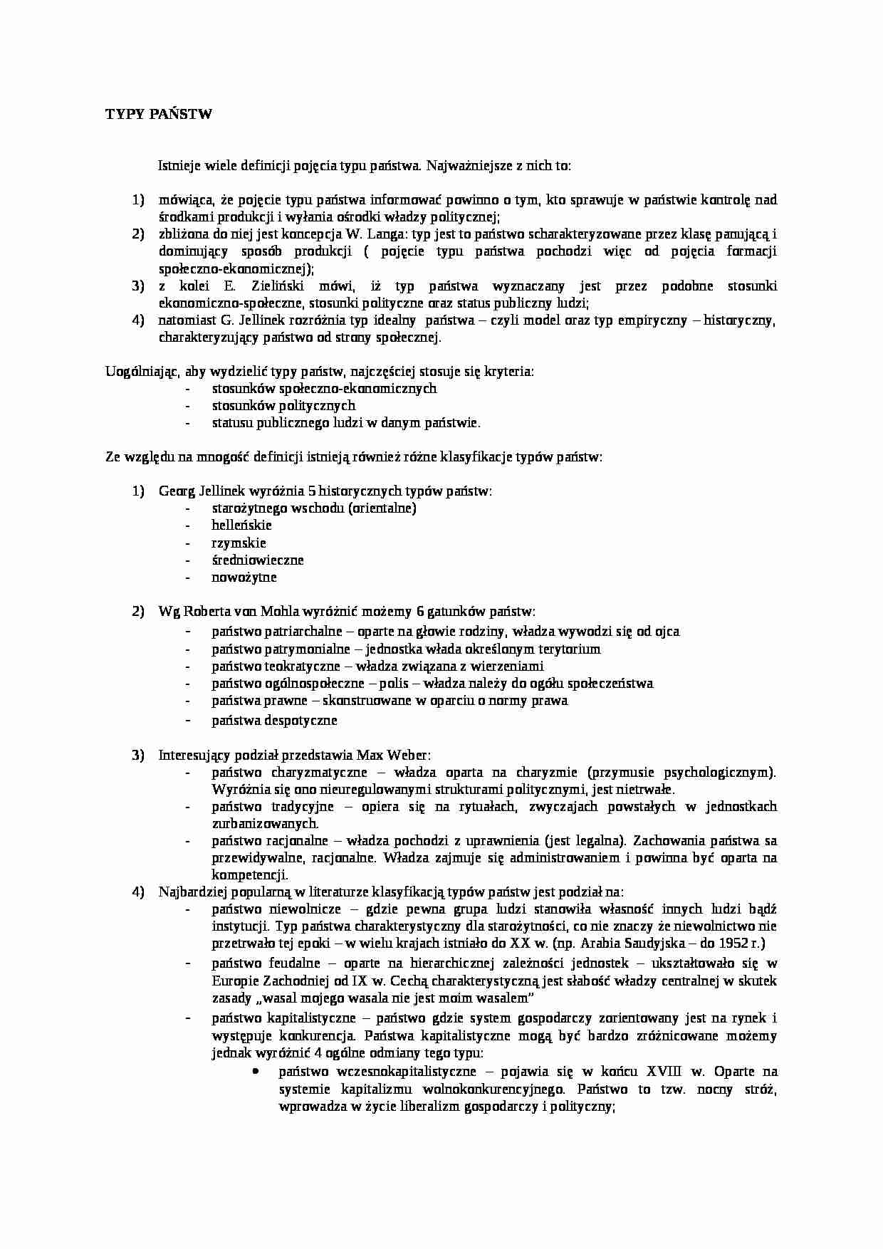 Typy państw- opracowanie - strona 1