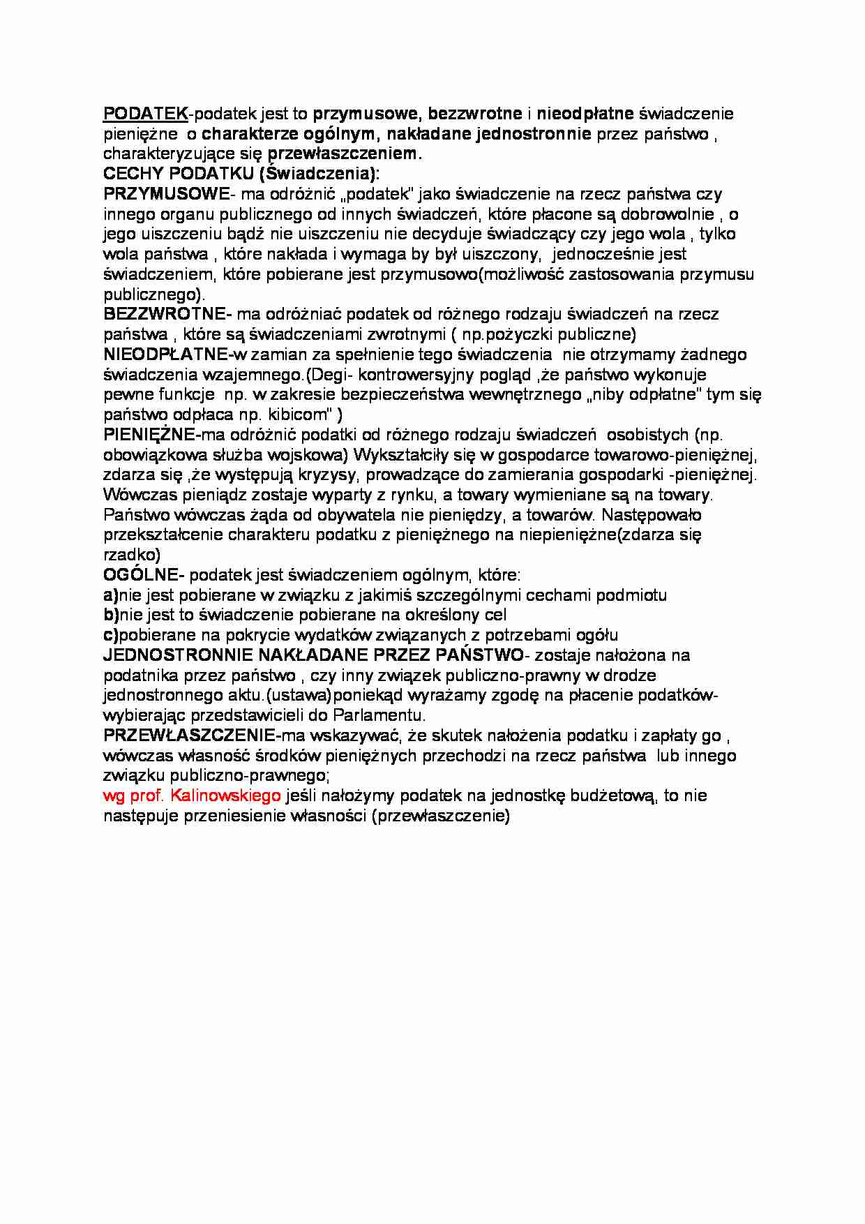 Pojęcie podatku- opracowanie 2 - strona 1