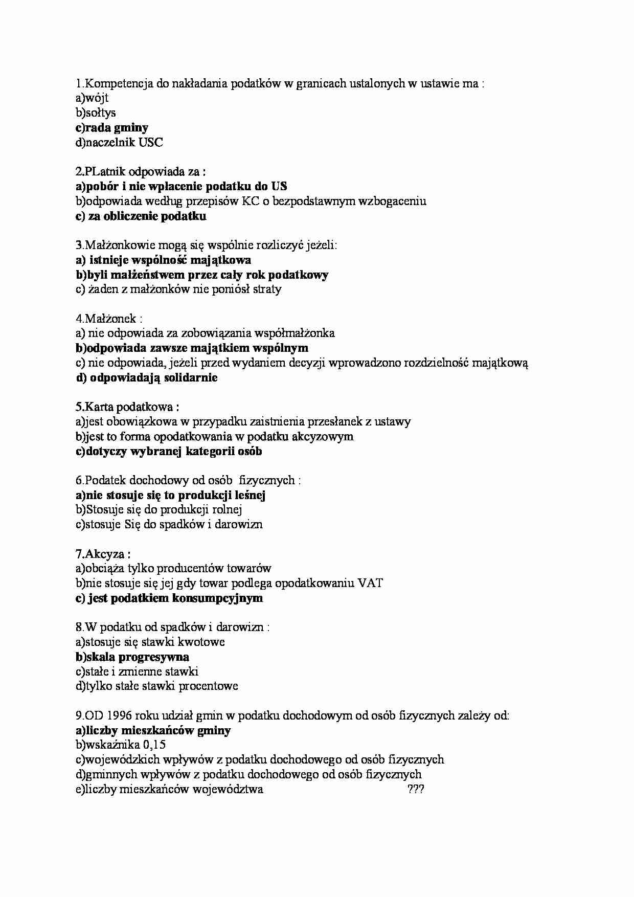 Prawo podatkowe- test VII - strona 1