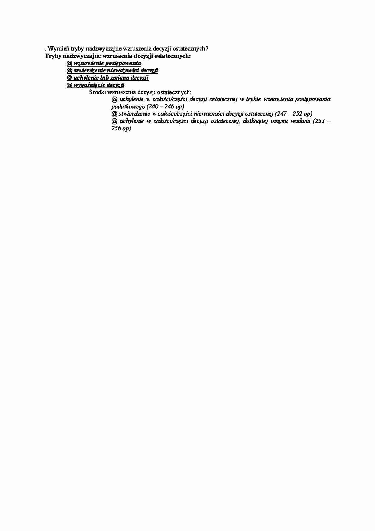 Tryby nadzwyczajne wzruszenia decyzji ostatecznych- opracowanie - strona 1