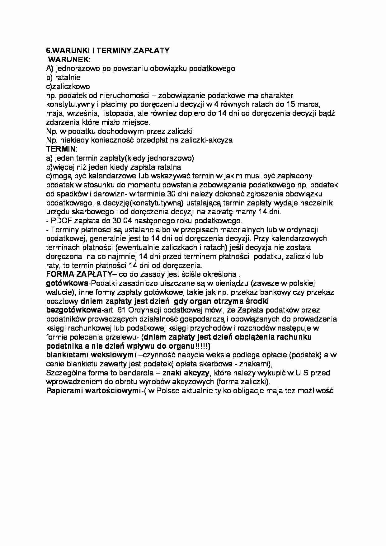 Warunki i terminy zapłaty- opracowanie - strona 1