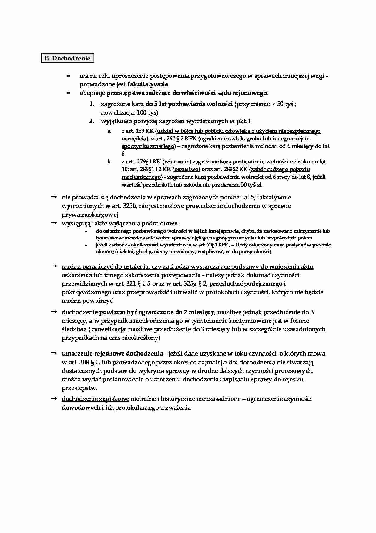 Dochodzenie fakultatywnie - opracowanie - strona 1