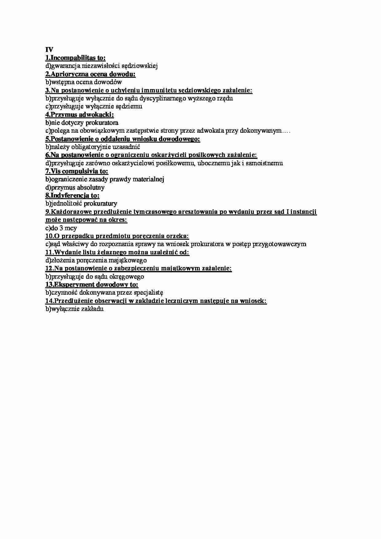 Postępowanie karne- odpowiedzi 4 - strona 1