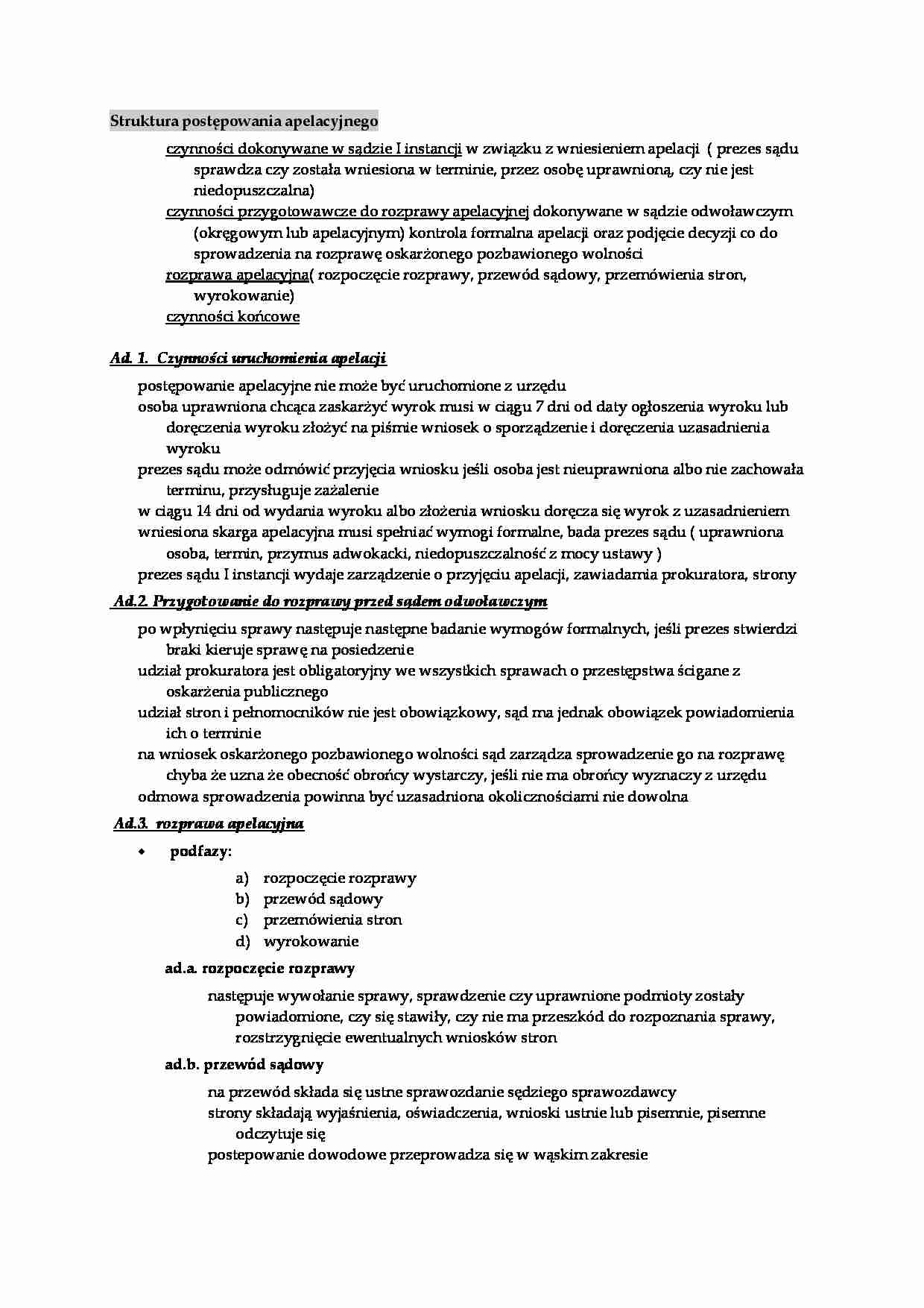 Struktura postępowania apelacyjnego- opracowanie - strona 1
