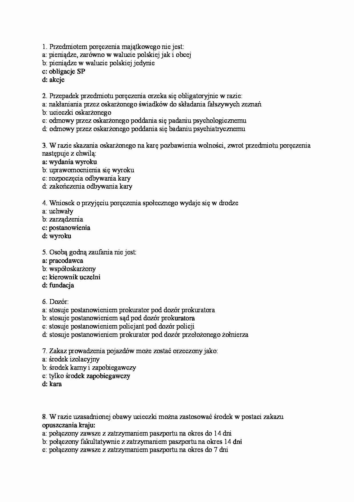 Postępowanie karne- test 6 - strona 1