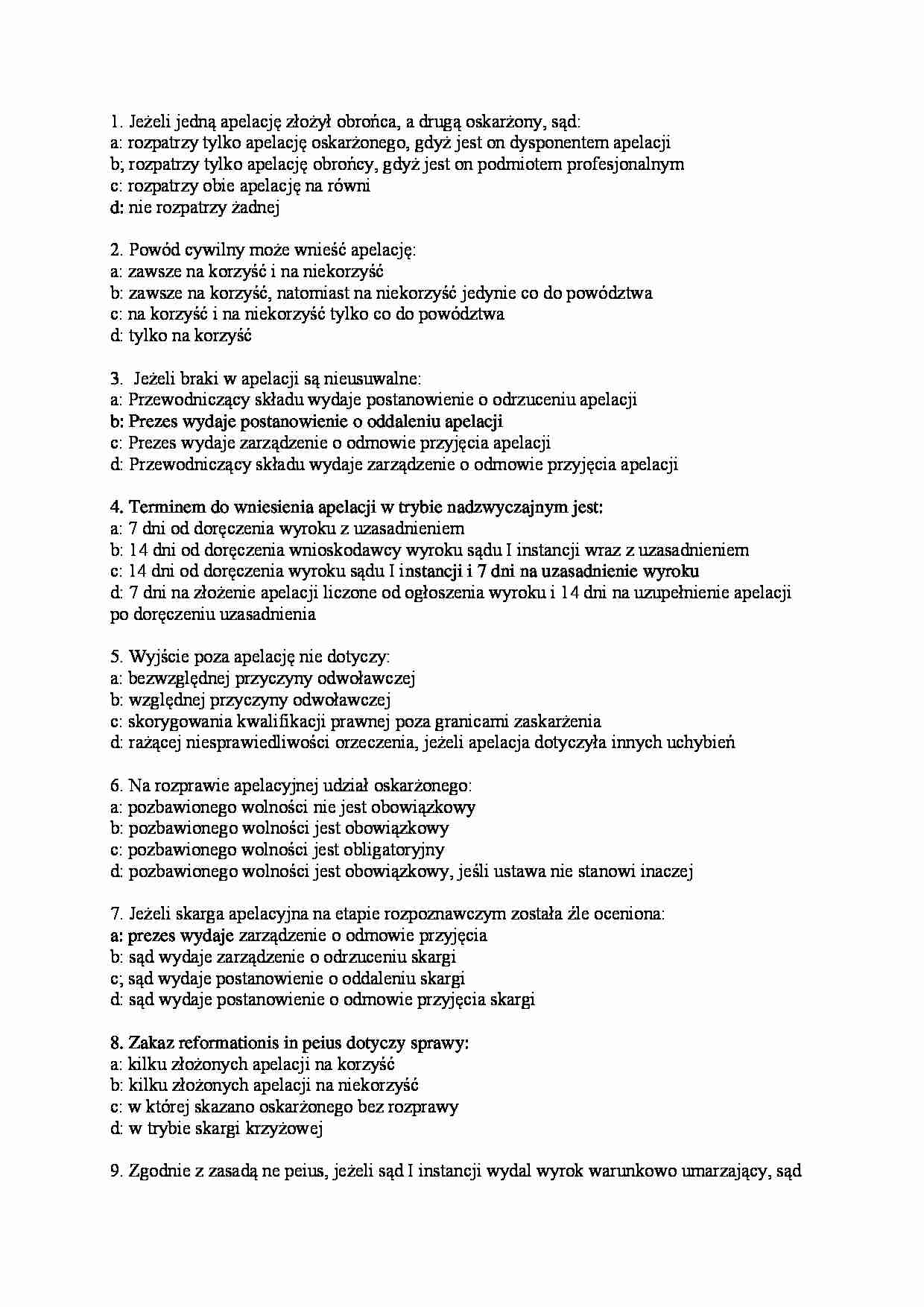 Postępowanie karne- test 13 - strona 1