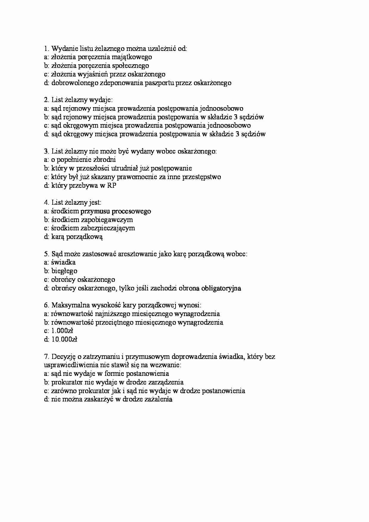 Postępowanie karne- testy 7 - strona 1