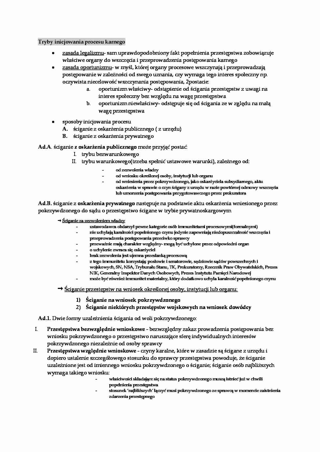 tryby inicjowania procesu karnego - strona 1